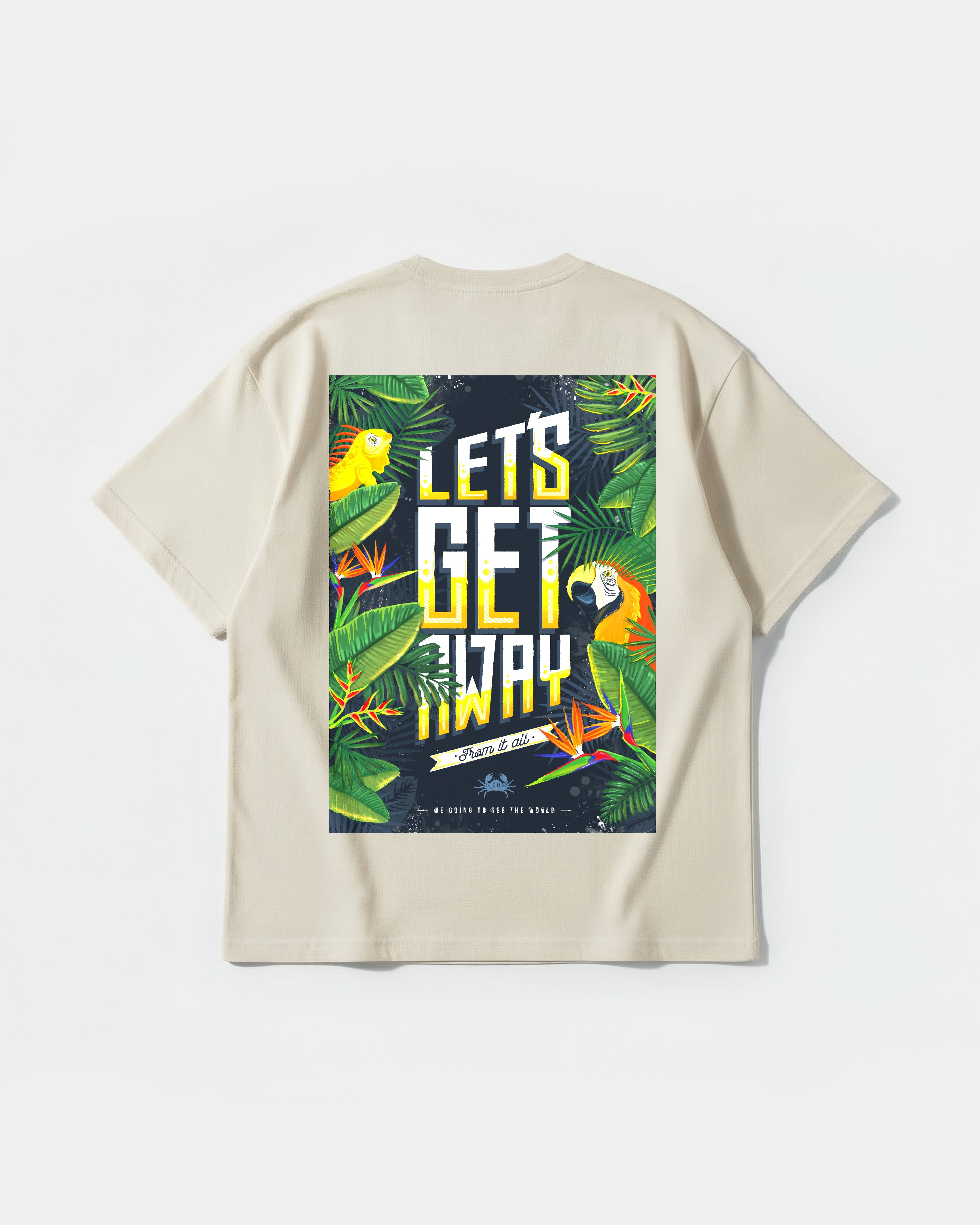 Camiseta Let S Get Away Big Back Oversize Basic Beige