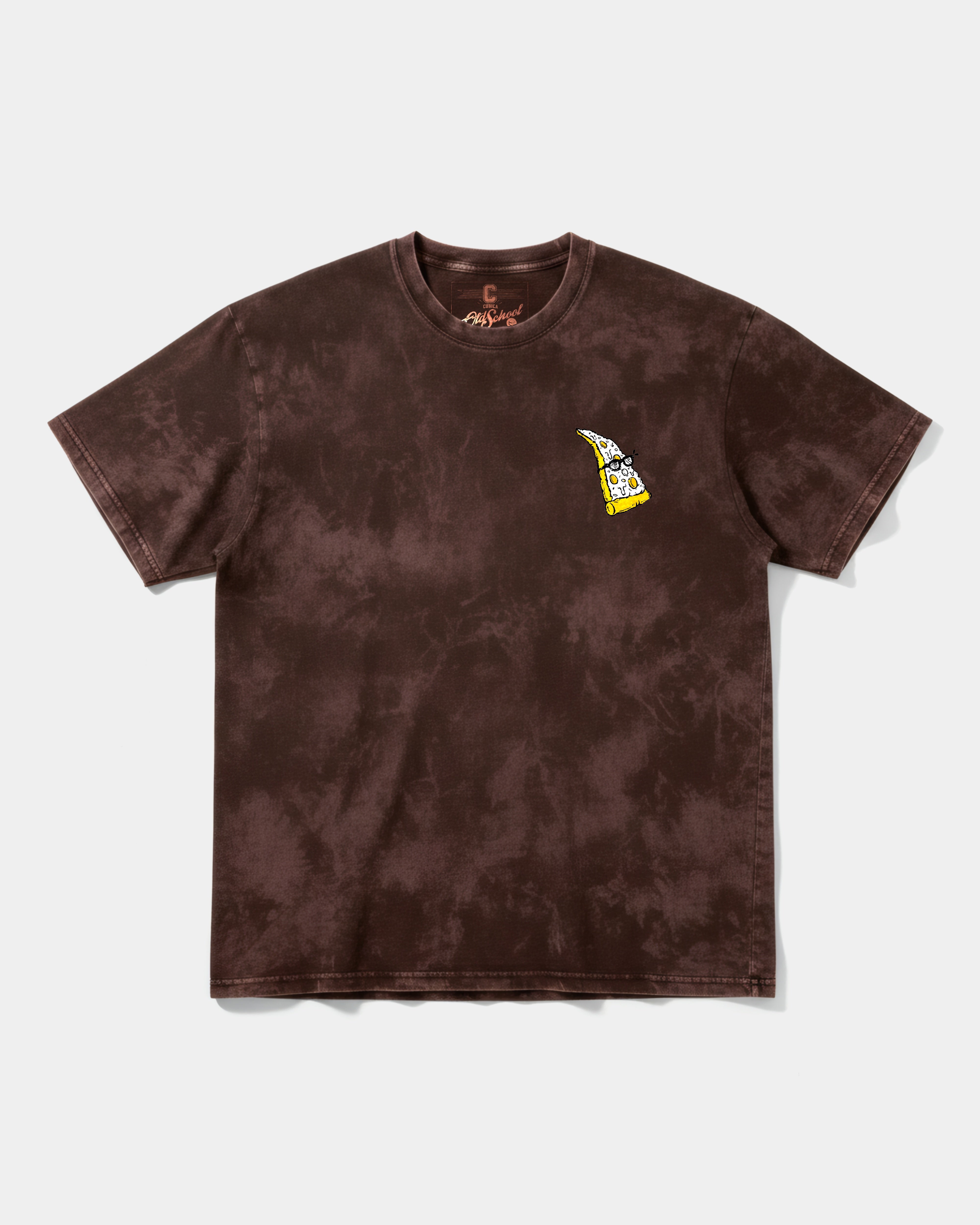 Camiseta Pizza Geek Pocket Front Oversize Acid Marron