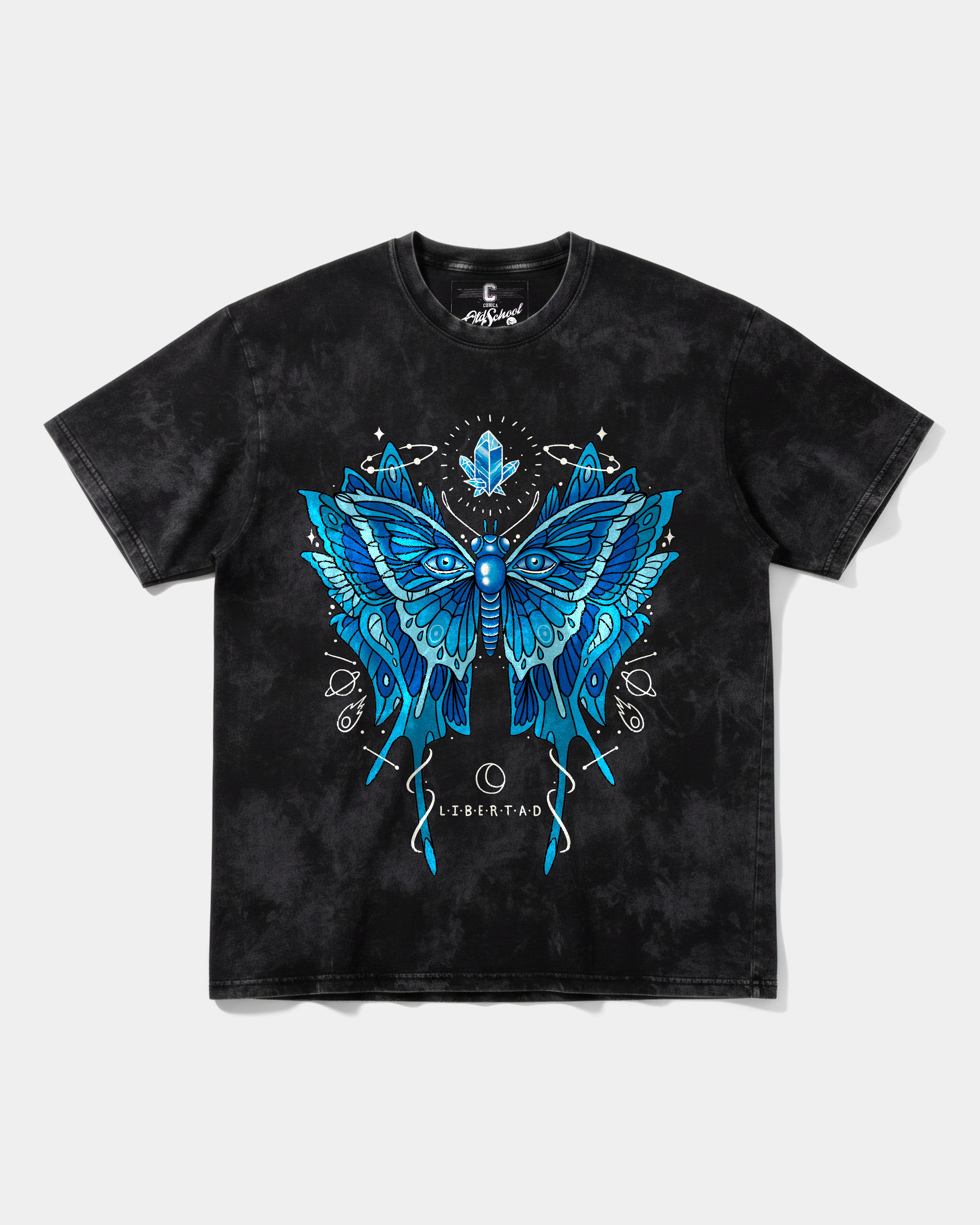 Camiseta Libertad White Big Front Oversize Acid Negro