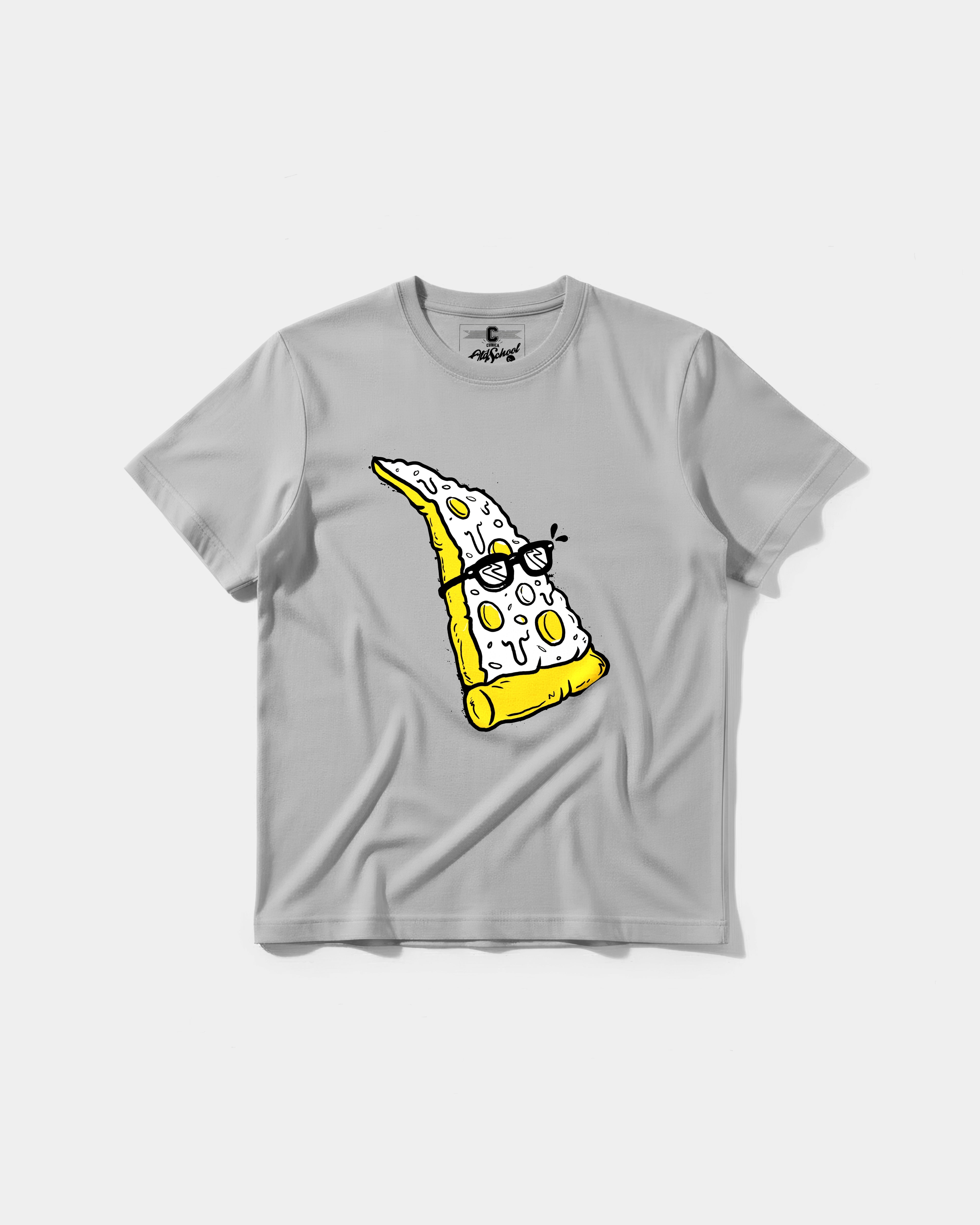Camiseta Pizza Geek Big Front Regular Basic Gris