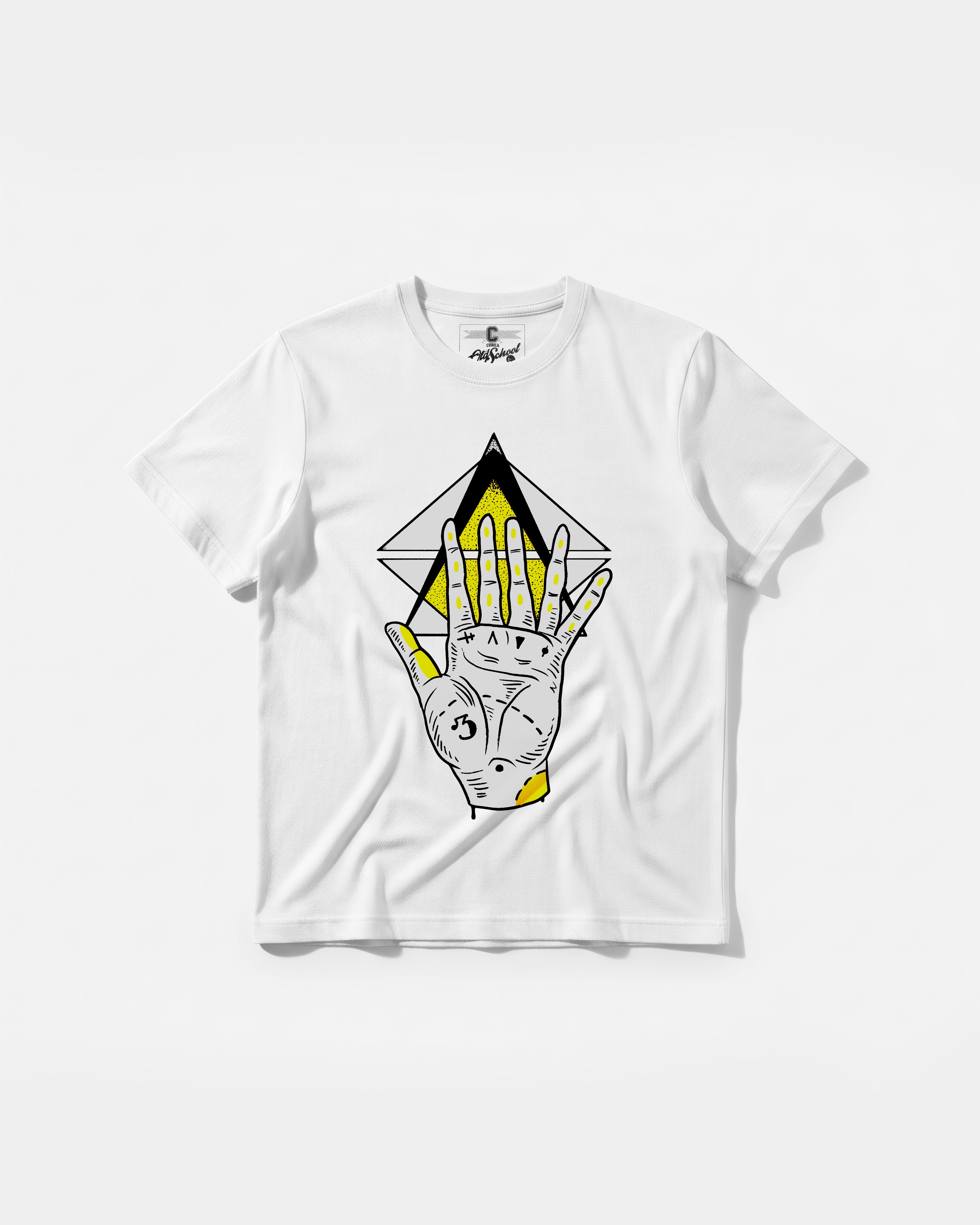 Camiseta Iluminati Hand Big Front Regular Basic Blanco