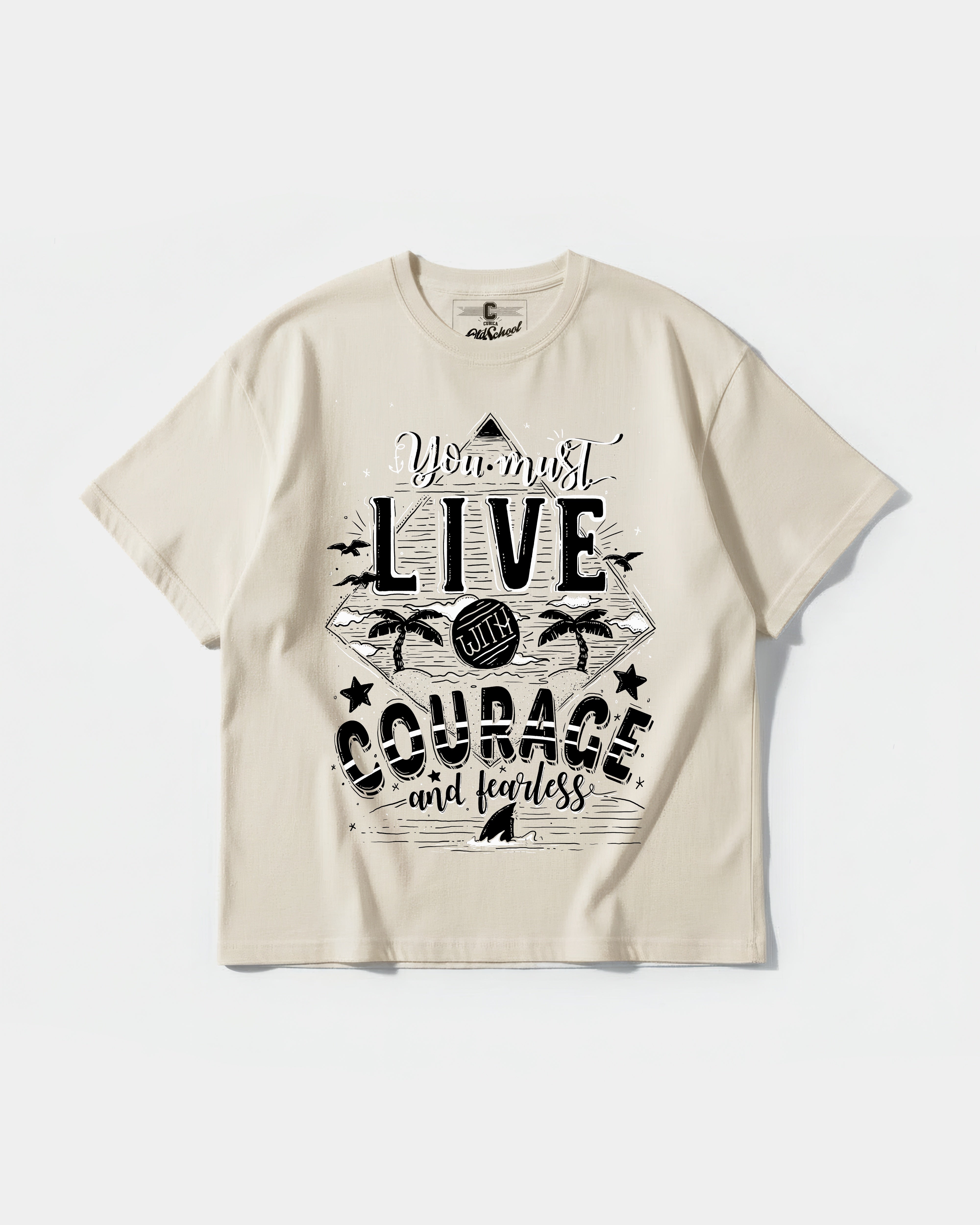 Camiseta You Must Live Big Front Oversize Basic Beige