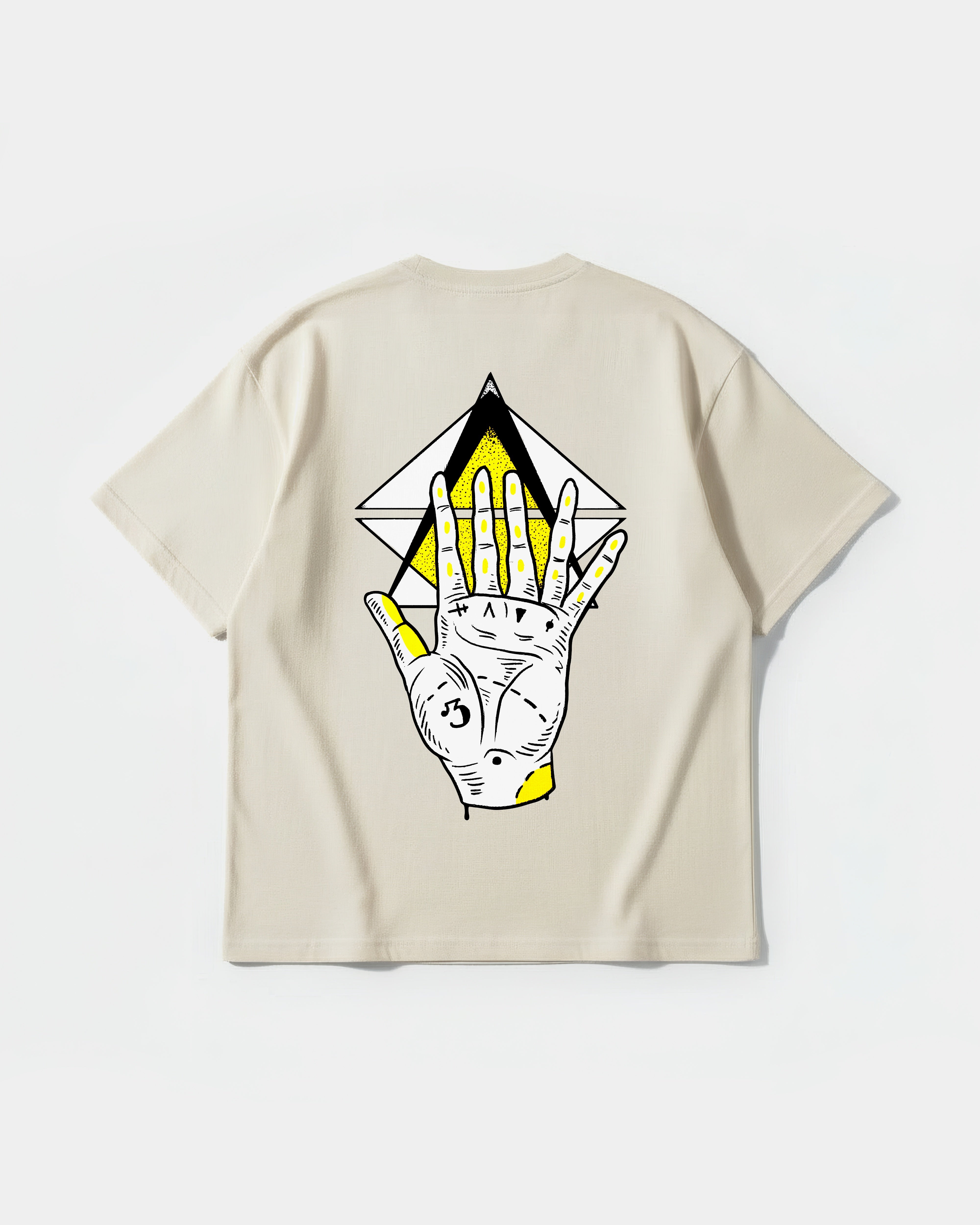 Camiseta Iluminati Hand Big Back Oversize Basic Beige