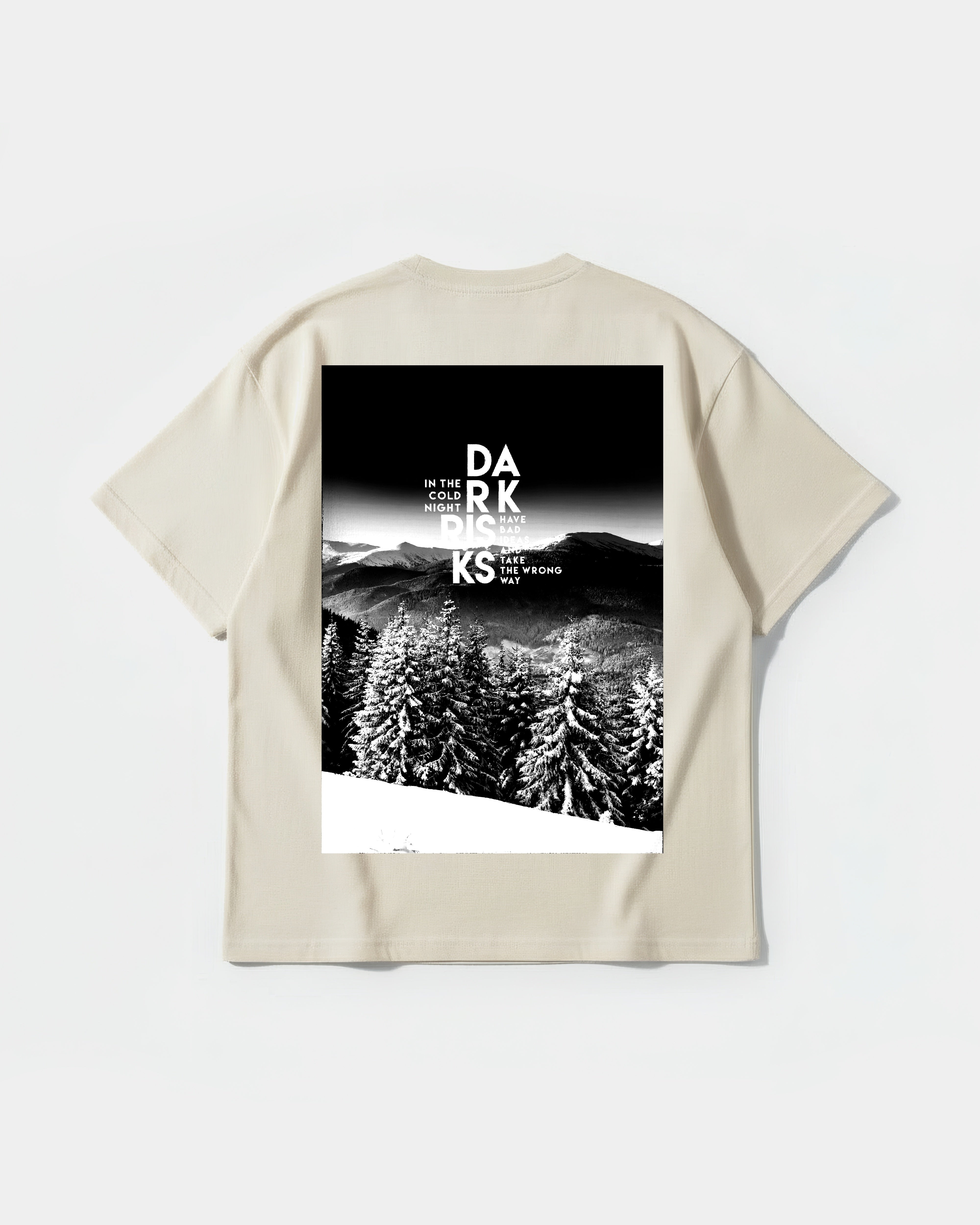 Camiseta Dark Risk White Big Back Oversize Basic Beige