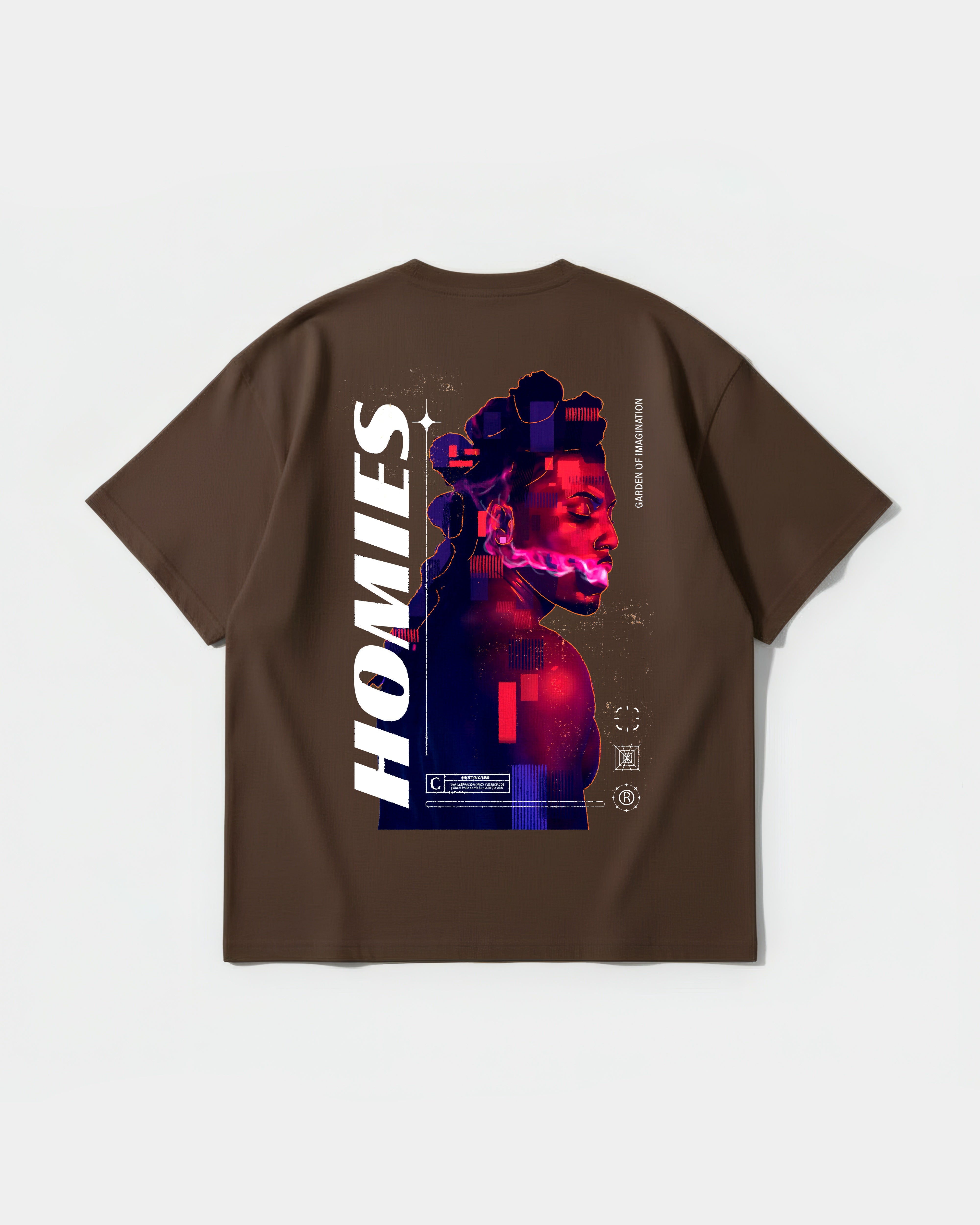 Camiseta Homies White Big Back Oversize Basic Marron