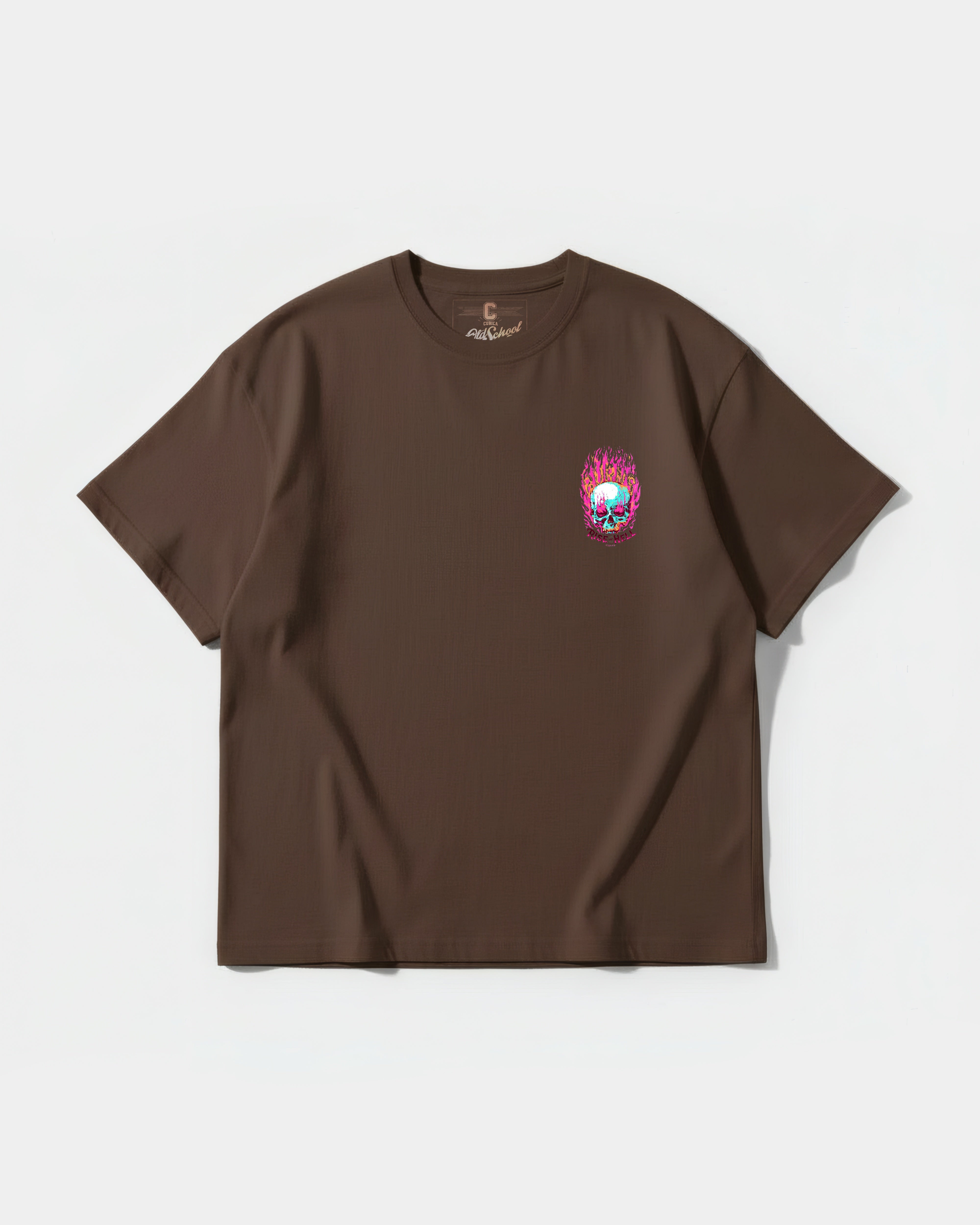 Camiseta Rise In Hell Big Front Oversize Basic Marron