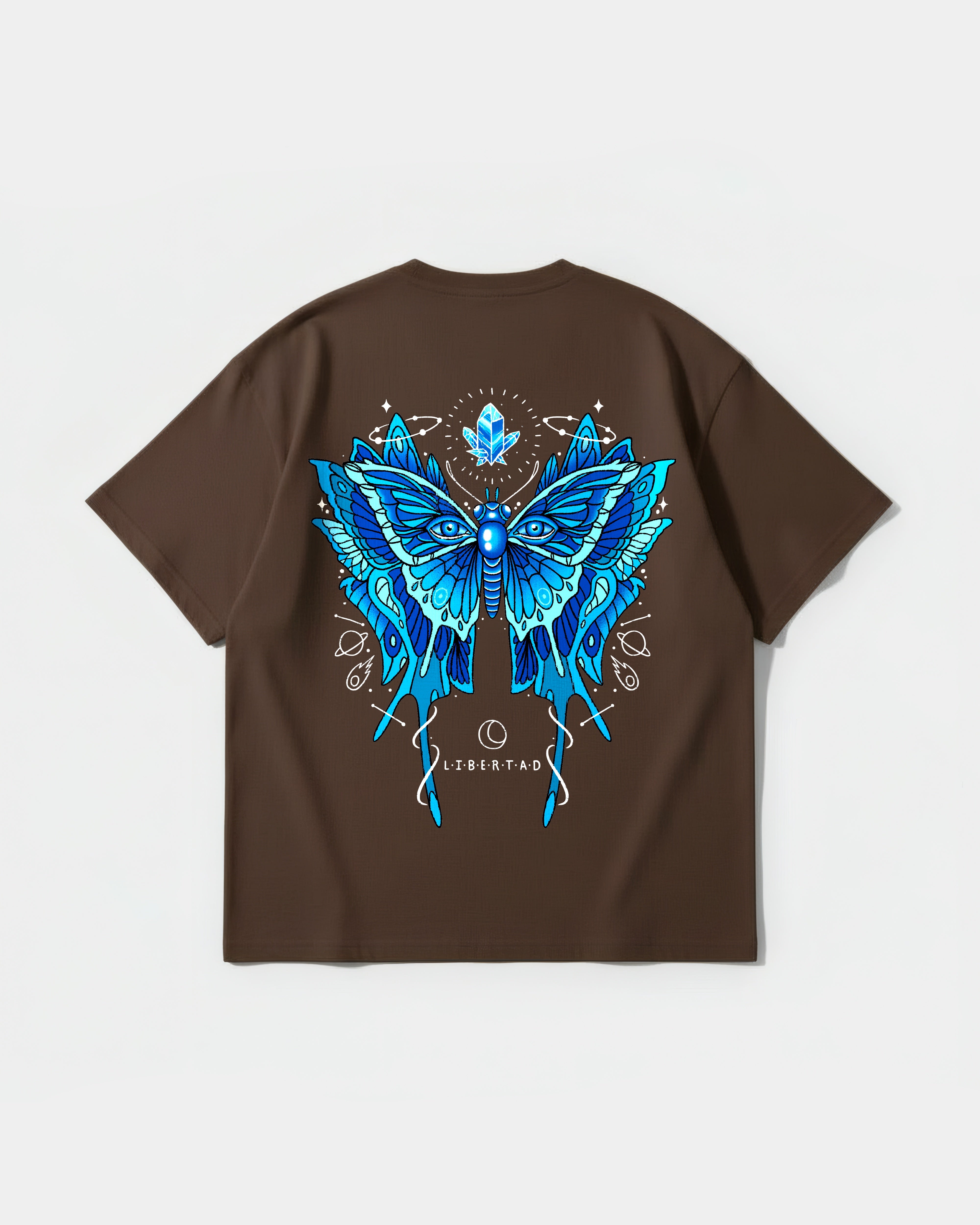 Camiseta Libertad Mariposa White Pocket Front Oversize Basic Marron