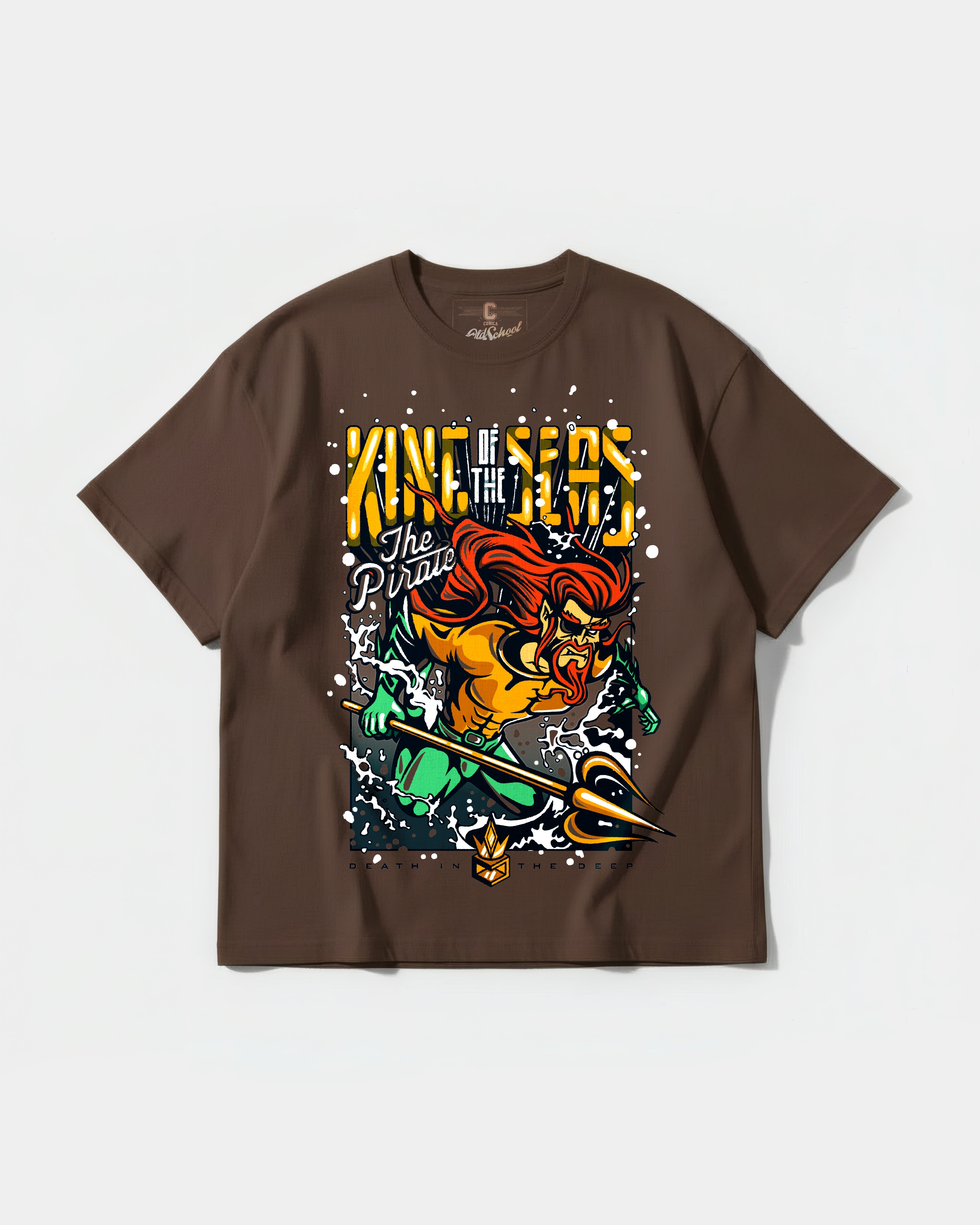 Camiseta King Of Seas Big Front Oversize Basic Marron