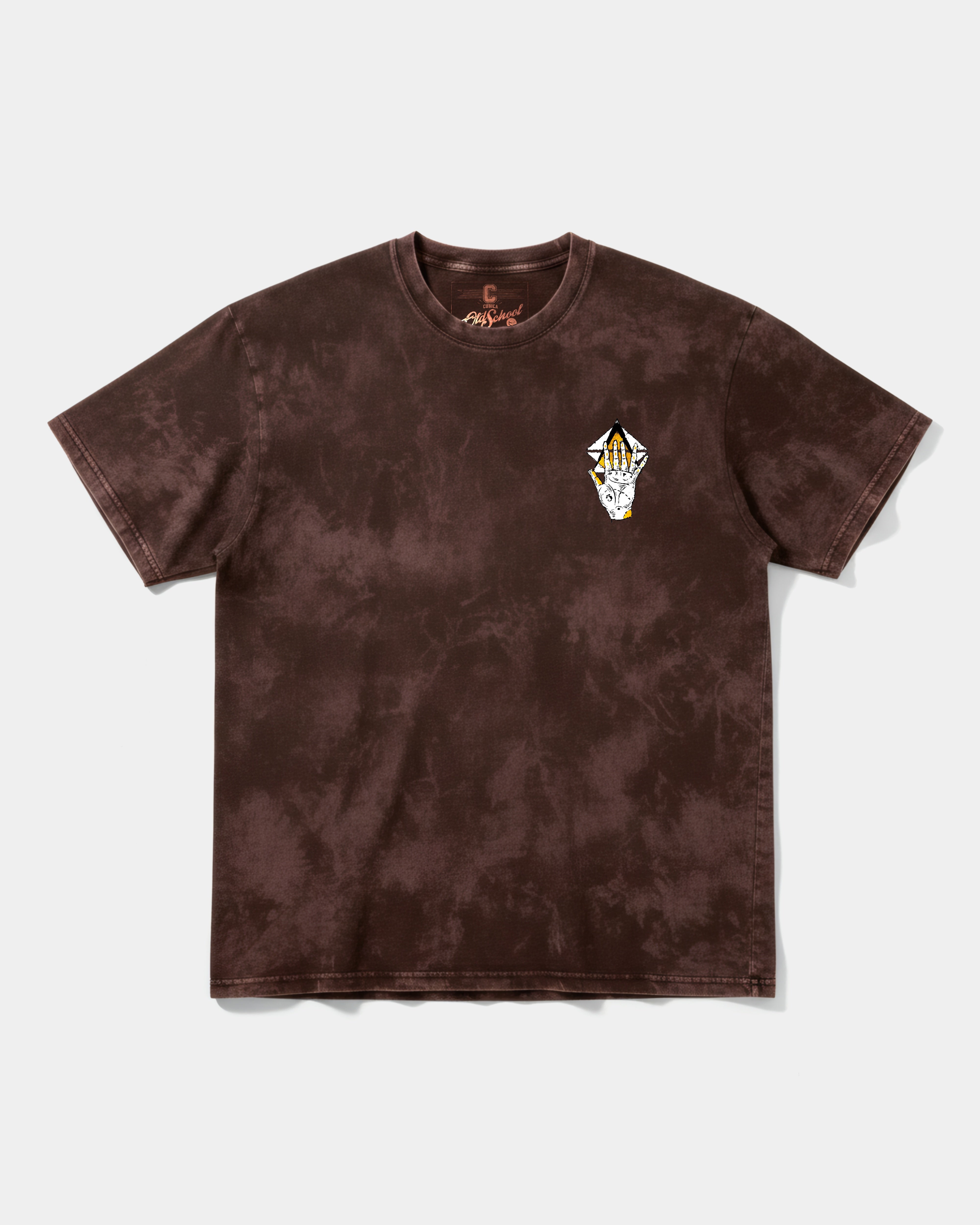 Camiseta Iluminati Hand Pocket Front Oversize Acid Marron
