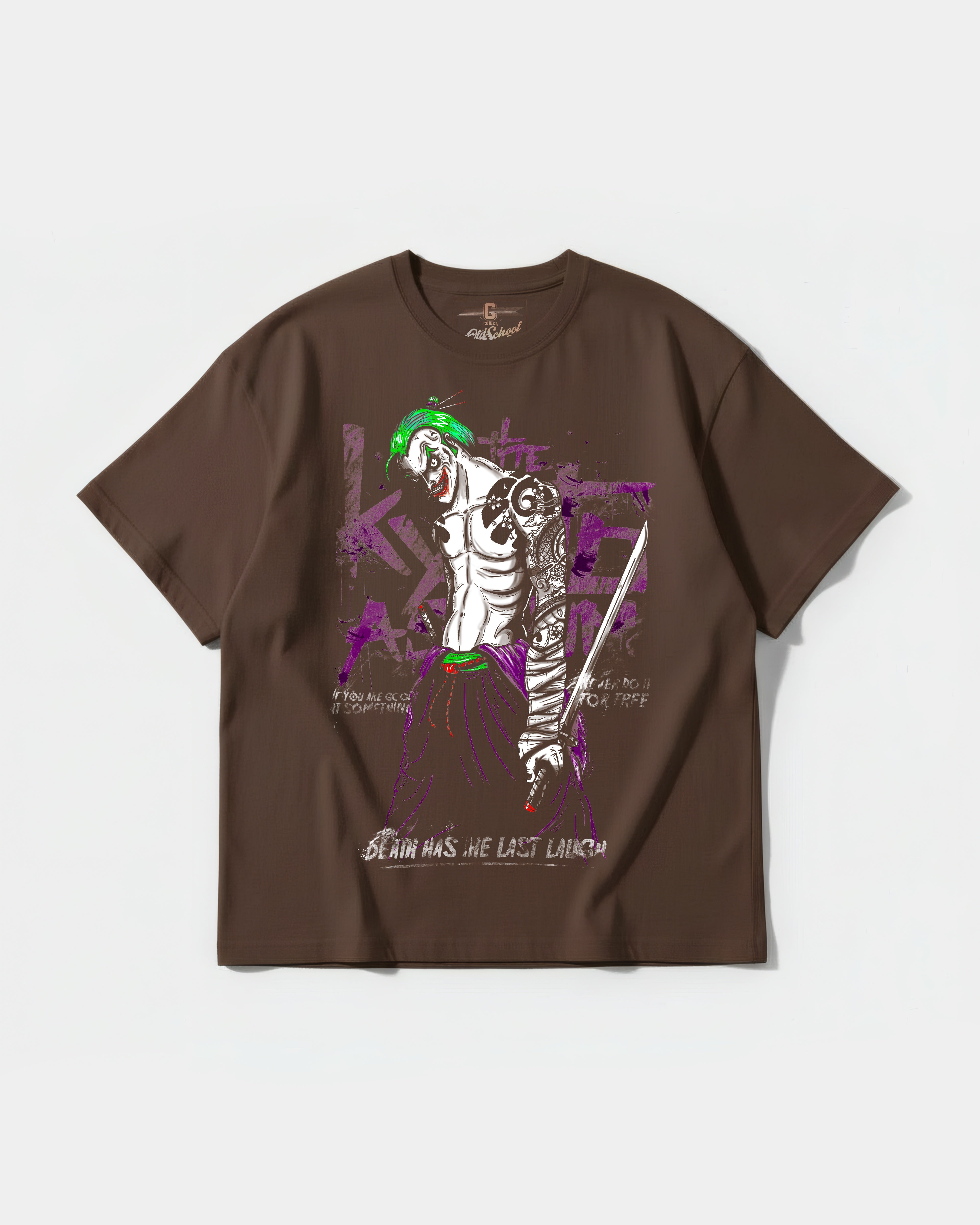 Camiseta Joker Yakuza White Big Front Oversize Basic Marron