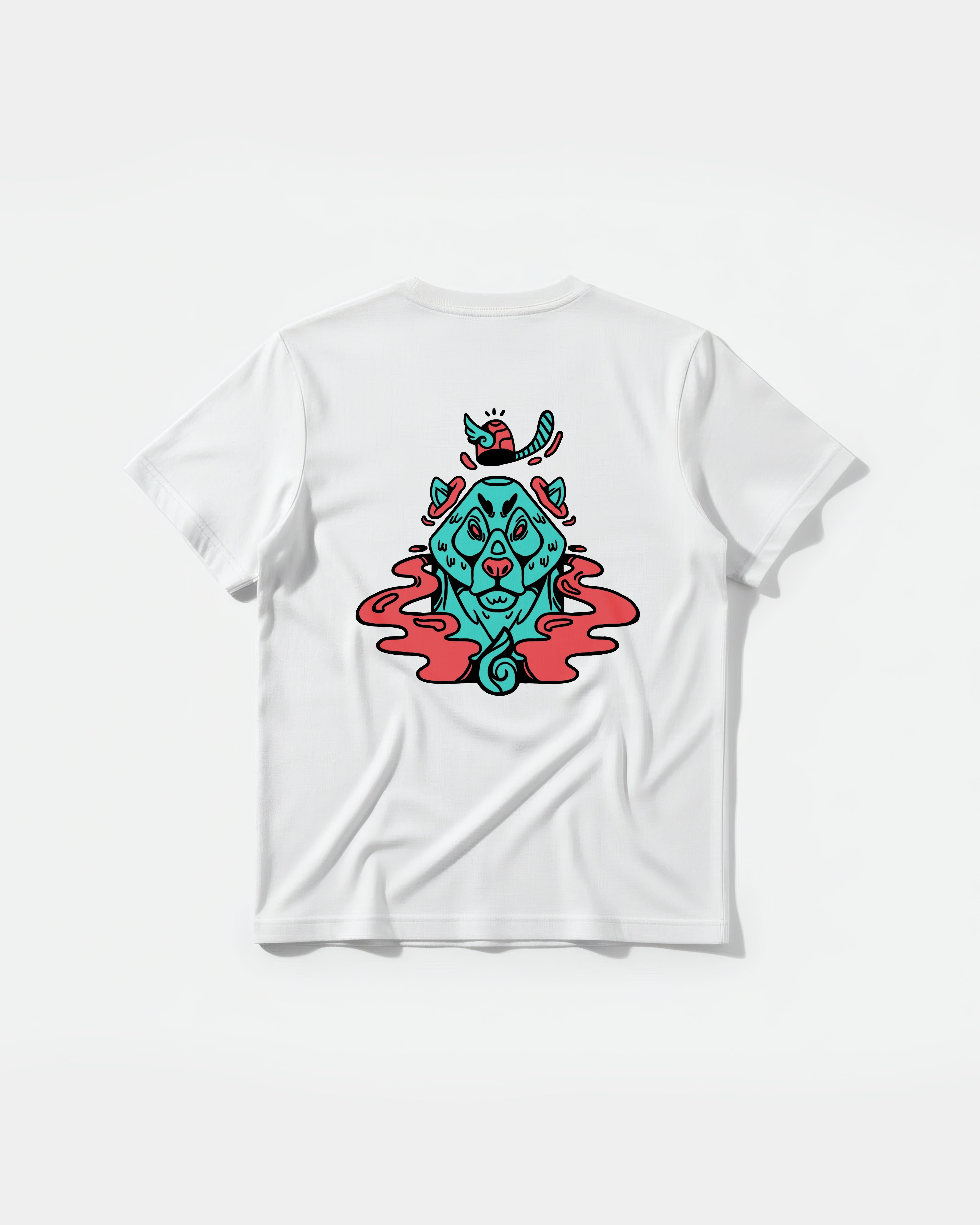 Camiseta Oso Con Gorro Big Back Regular Basic Blanco