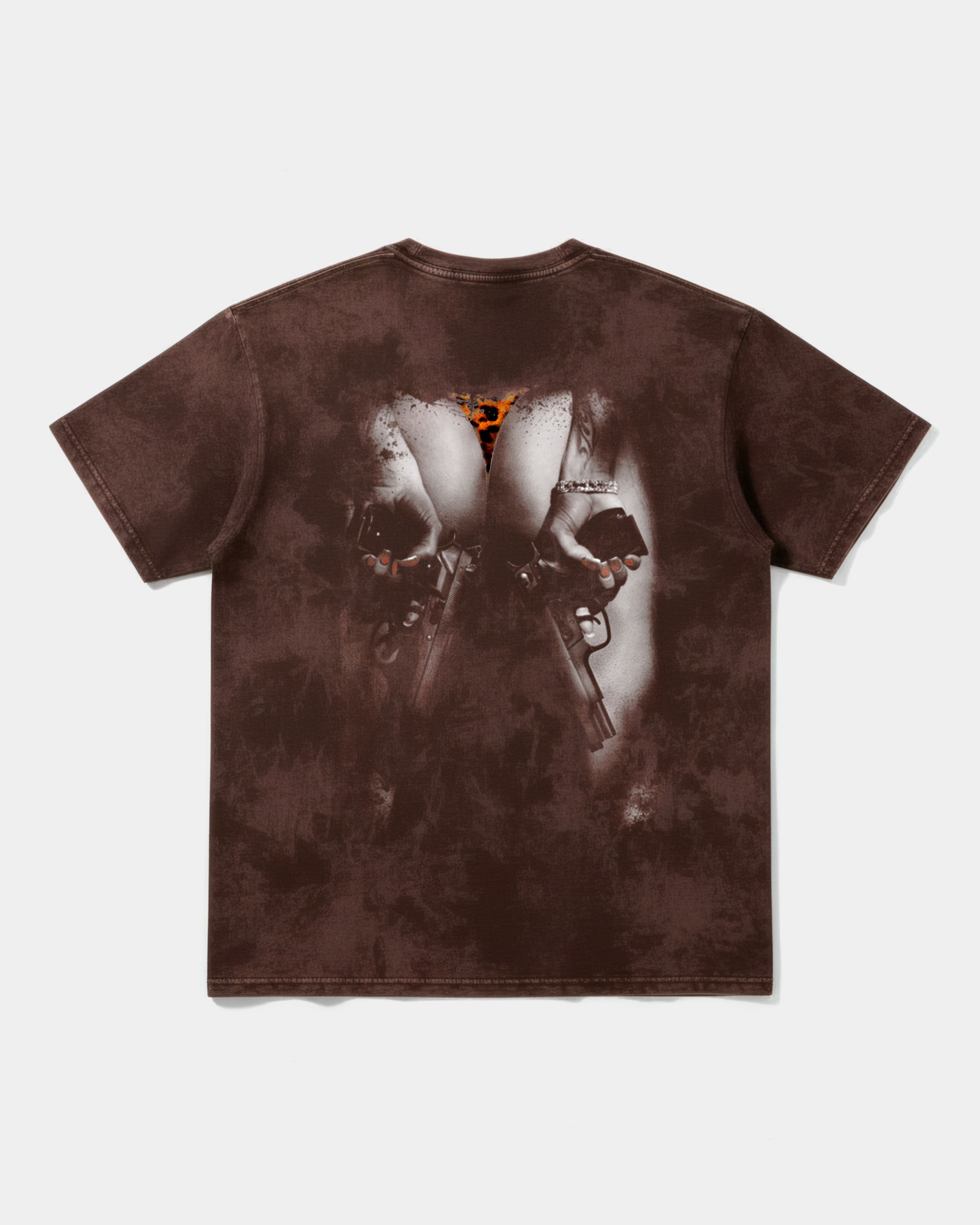 Camiseta Woman Gun Big Back Oversize Acid Marron