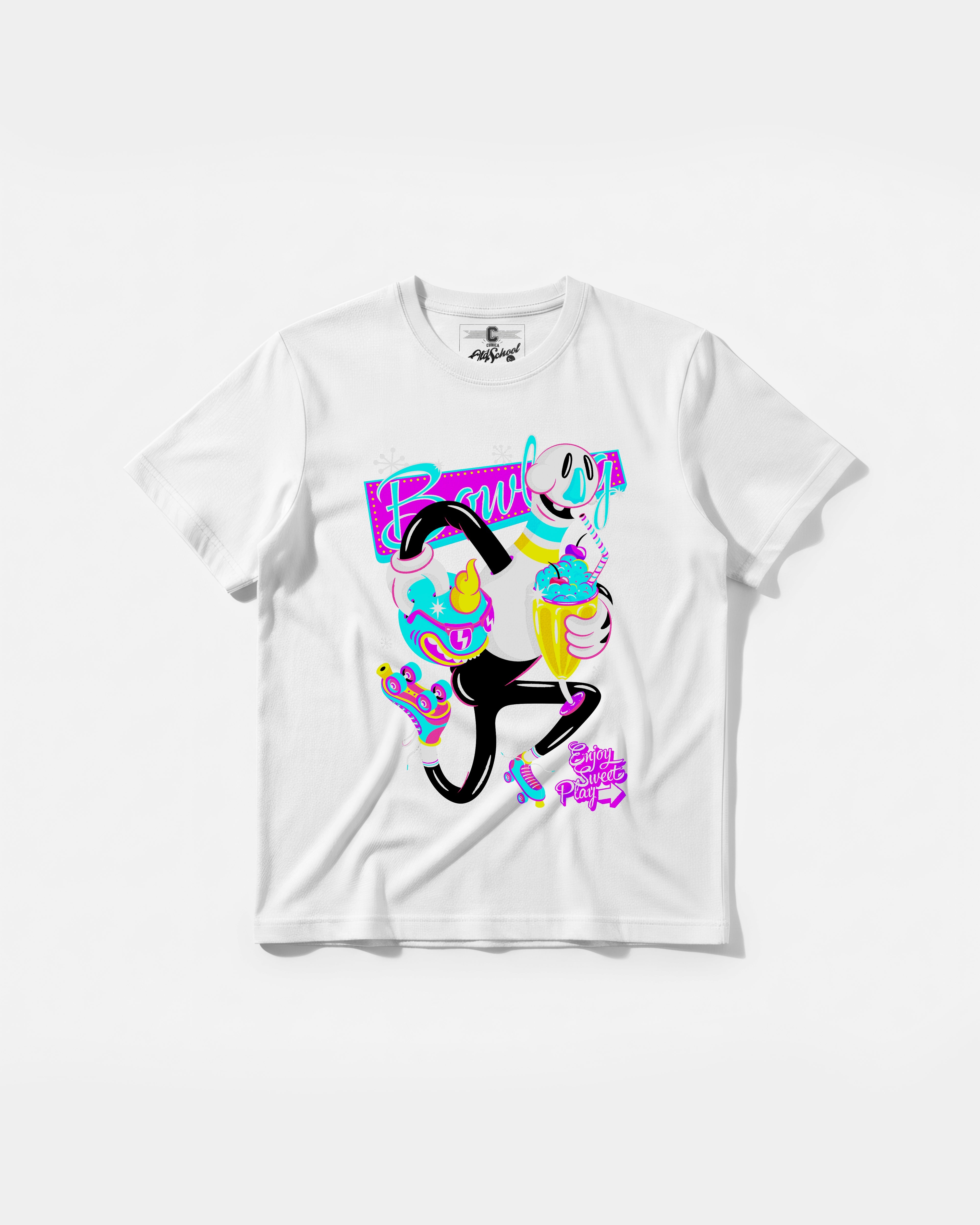 Camiseta Enjoy Sweet Play Big Front Regular Basic Blanco