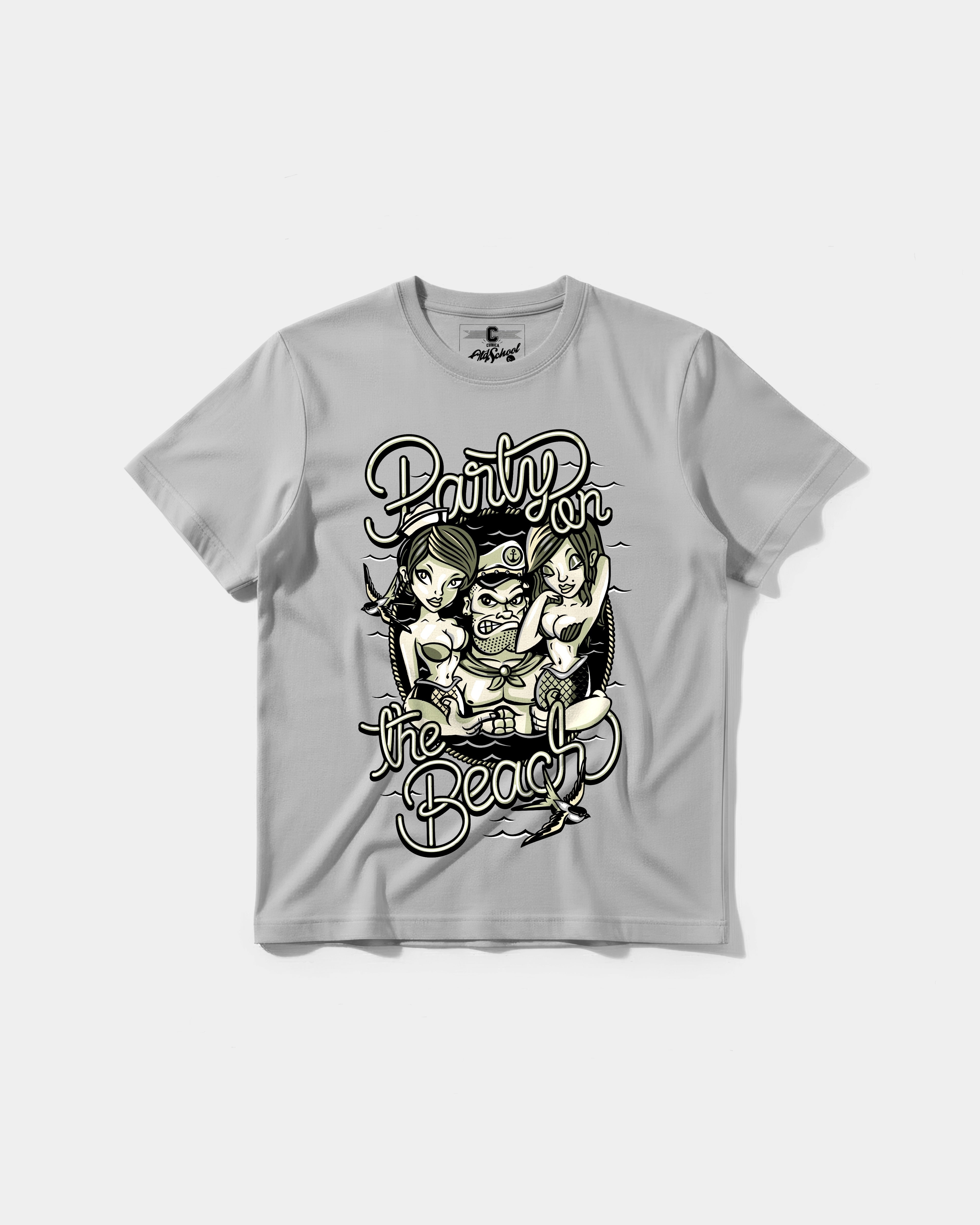 Camiseta Party On Big Front Regular Basic Gris