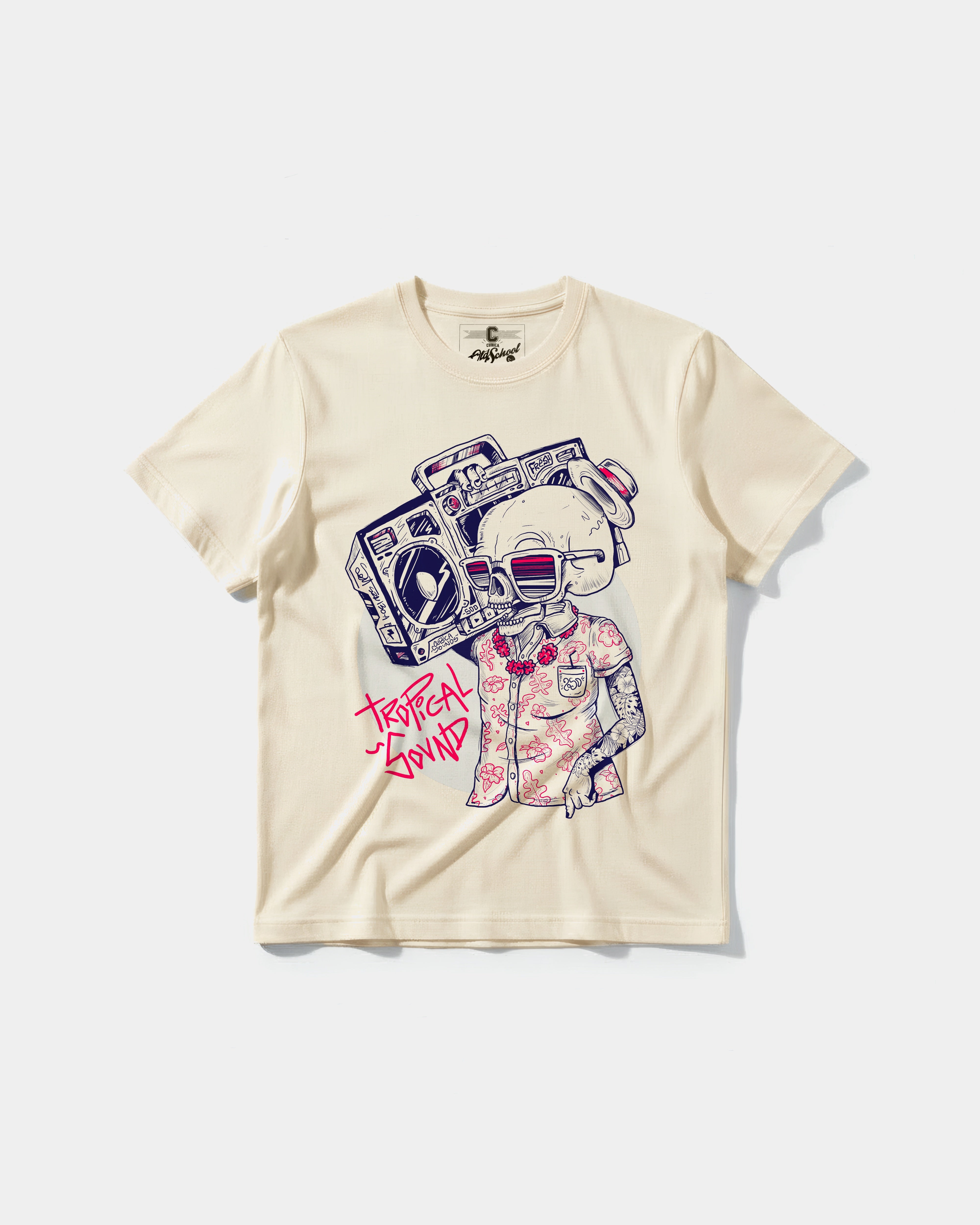 Camiseta Tropical Sound Big Front Regular Basic Beige