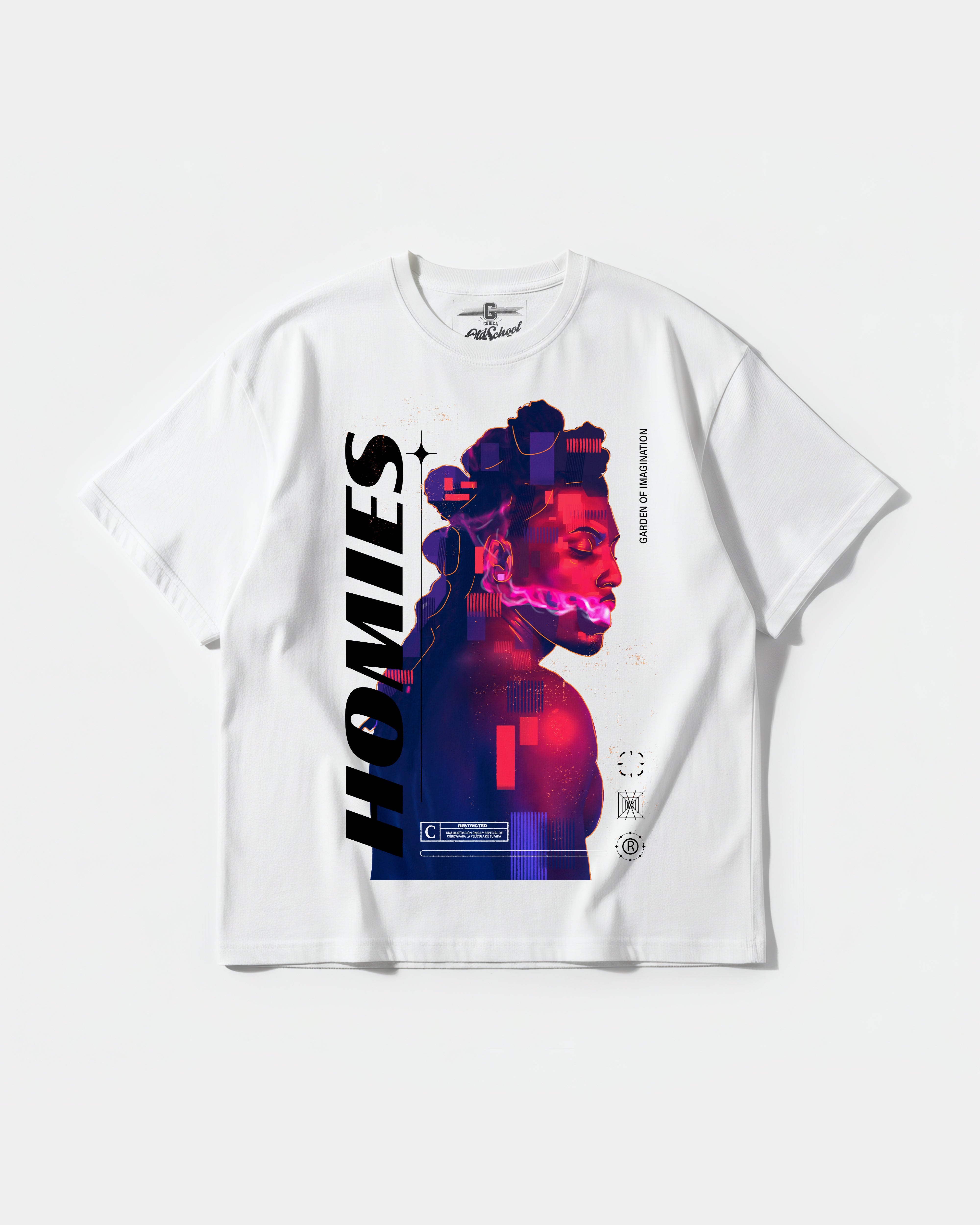 Camiseta Homies White Big Front Oversize Basic Blanco