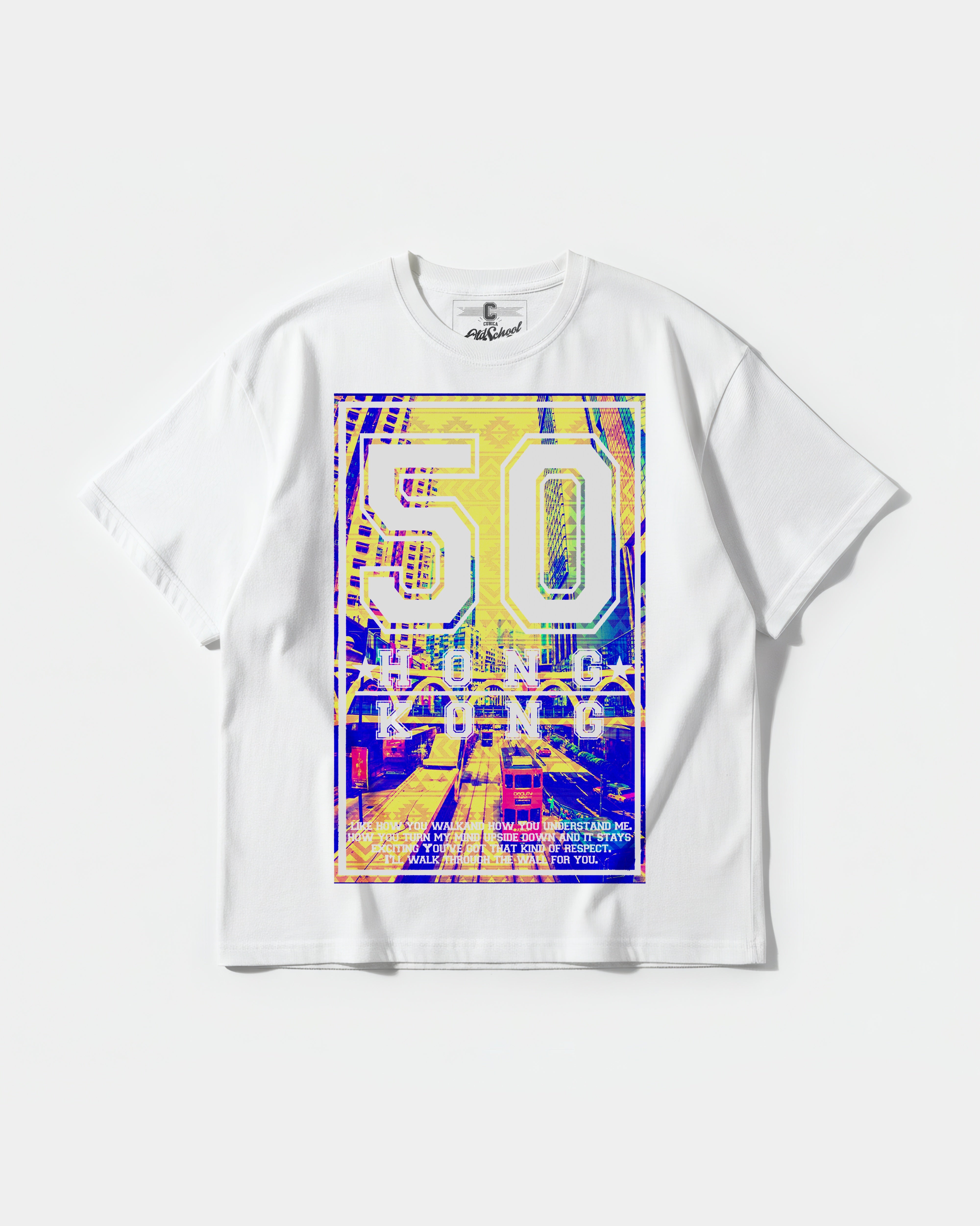 Camiseta Hong Kong Big Front Oversize Basic Blanco