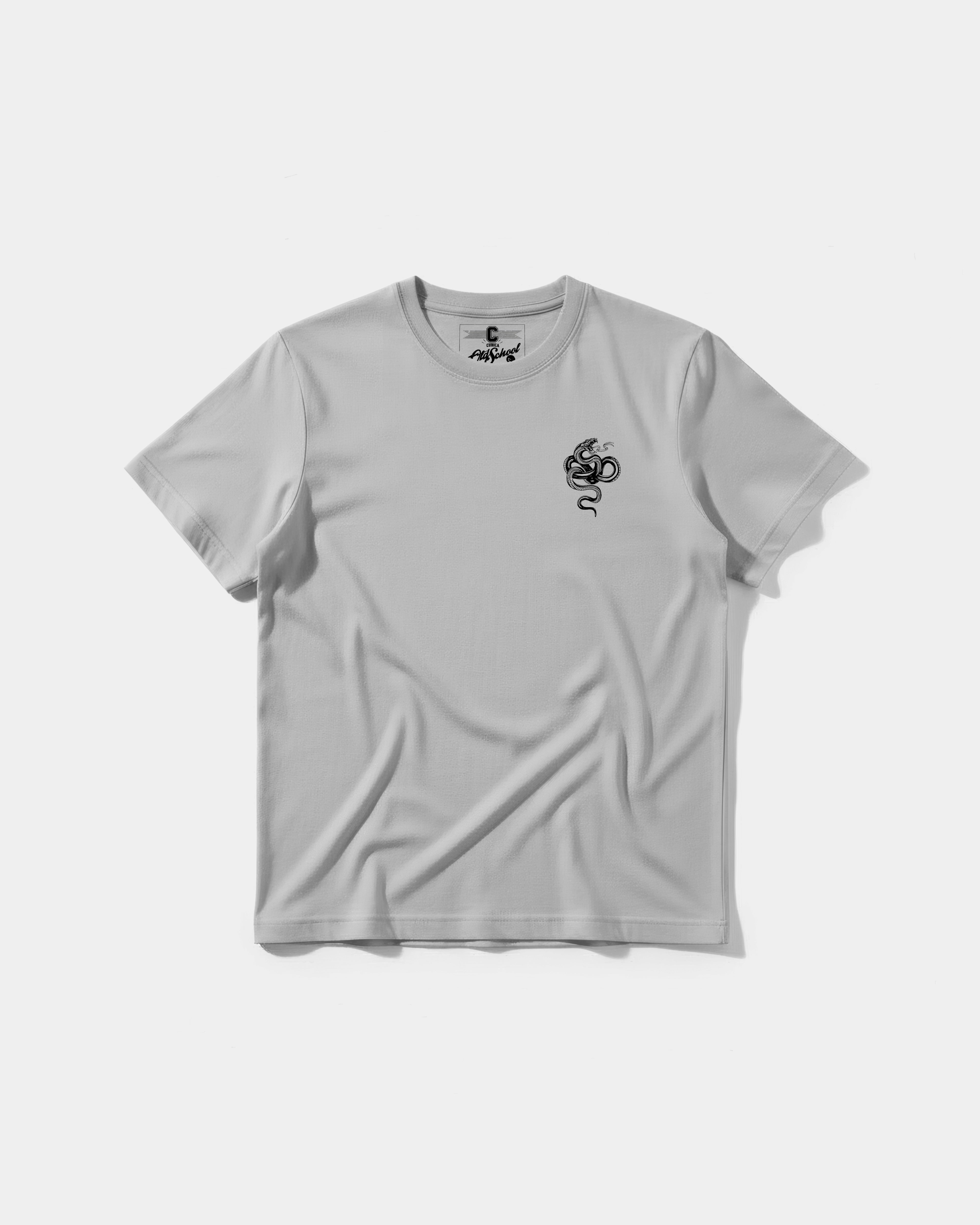 Camiseta Cubica Snake White Pocket Front Regular Basic Gris