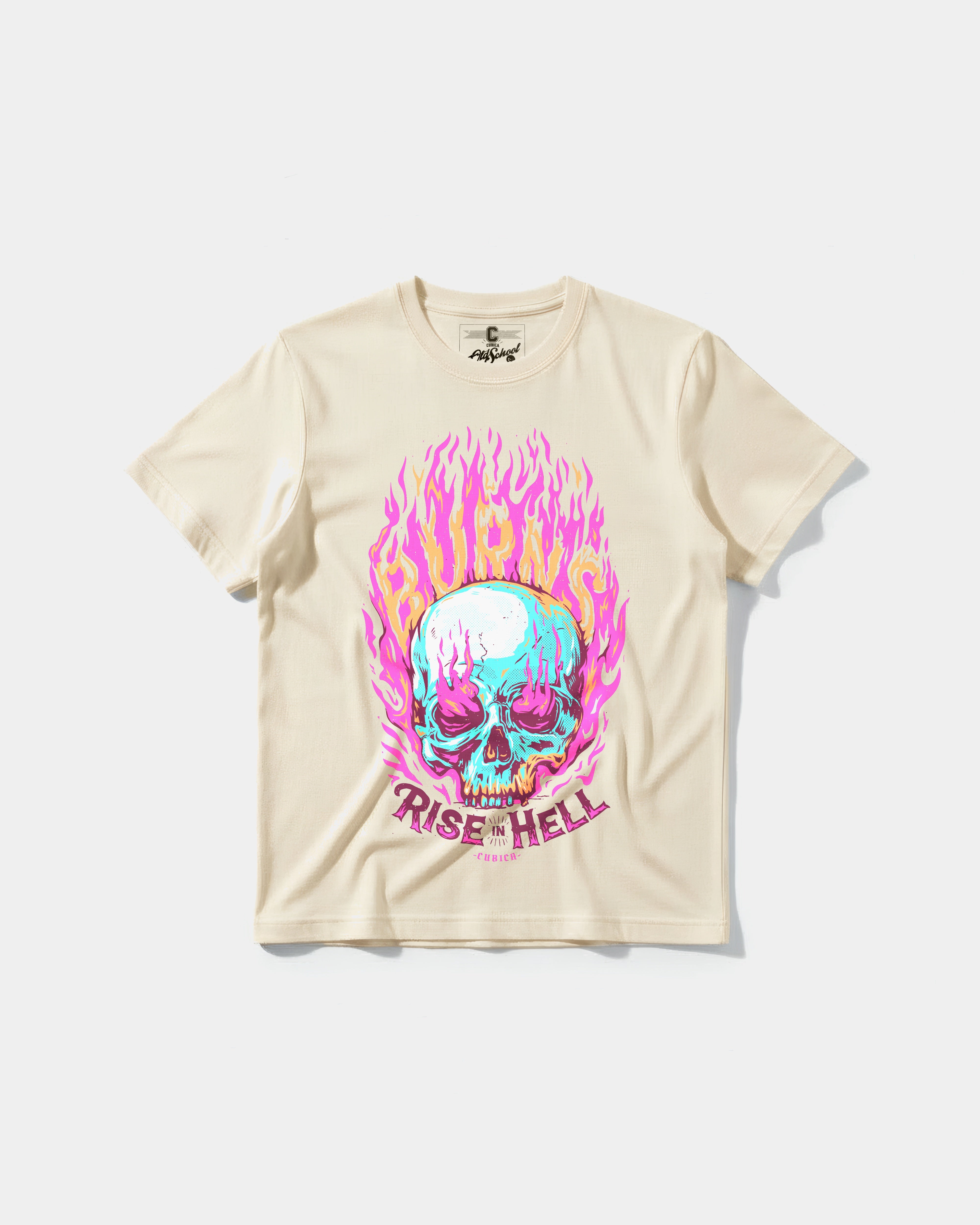 Camiseta Rise In Hell Big Front Regular Basic Beige