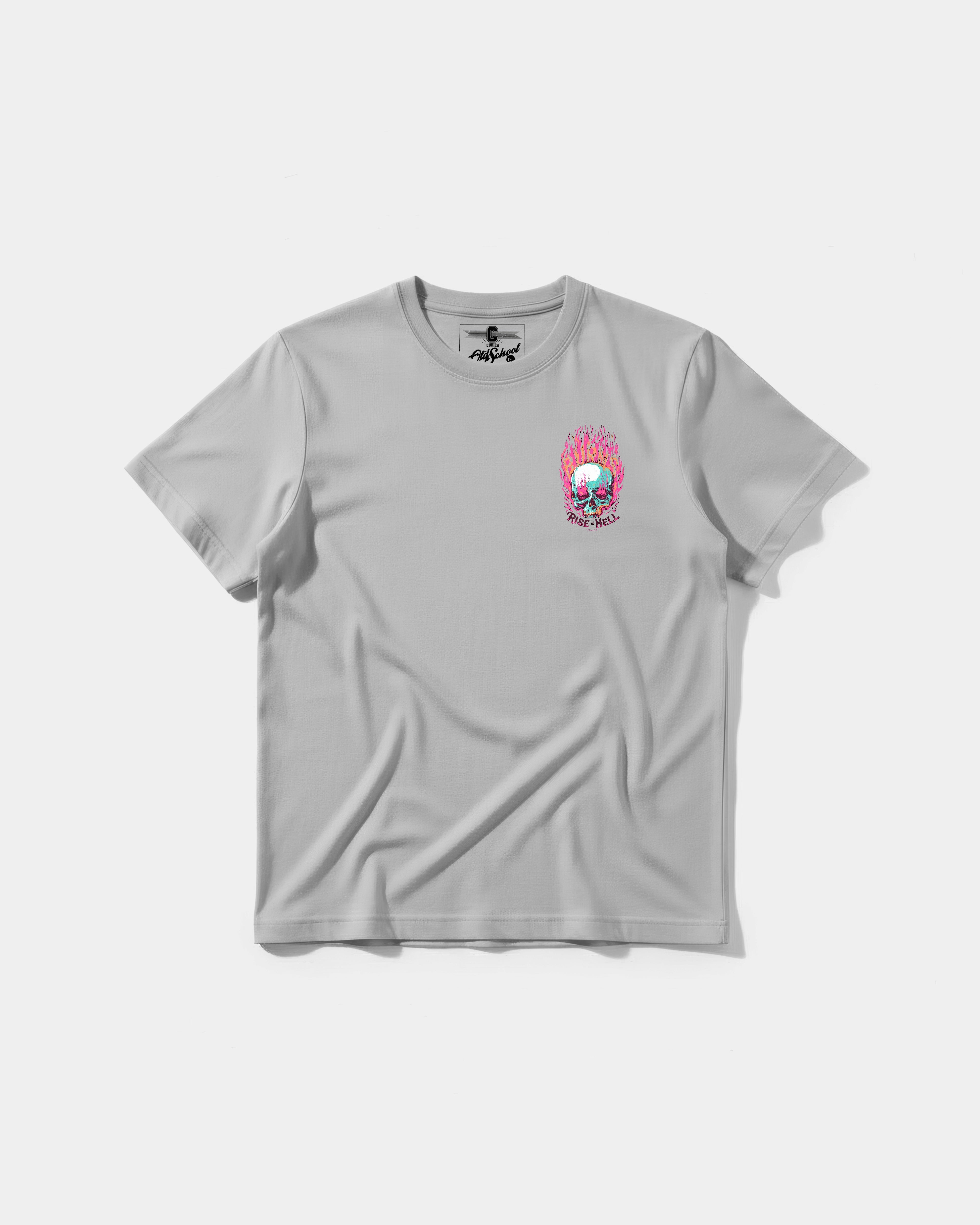 Camiseta Rise In Hell Big Front Regular Basic Gris