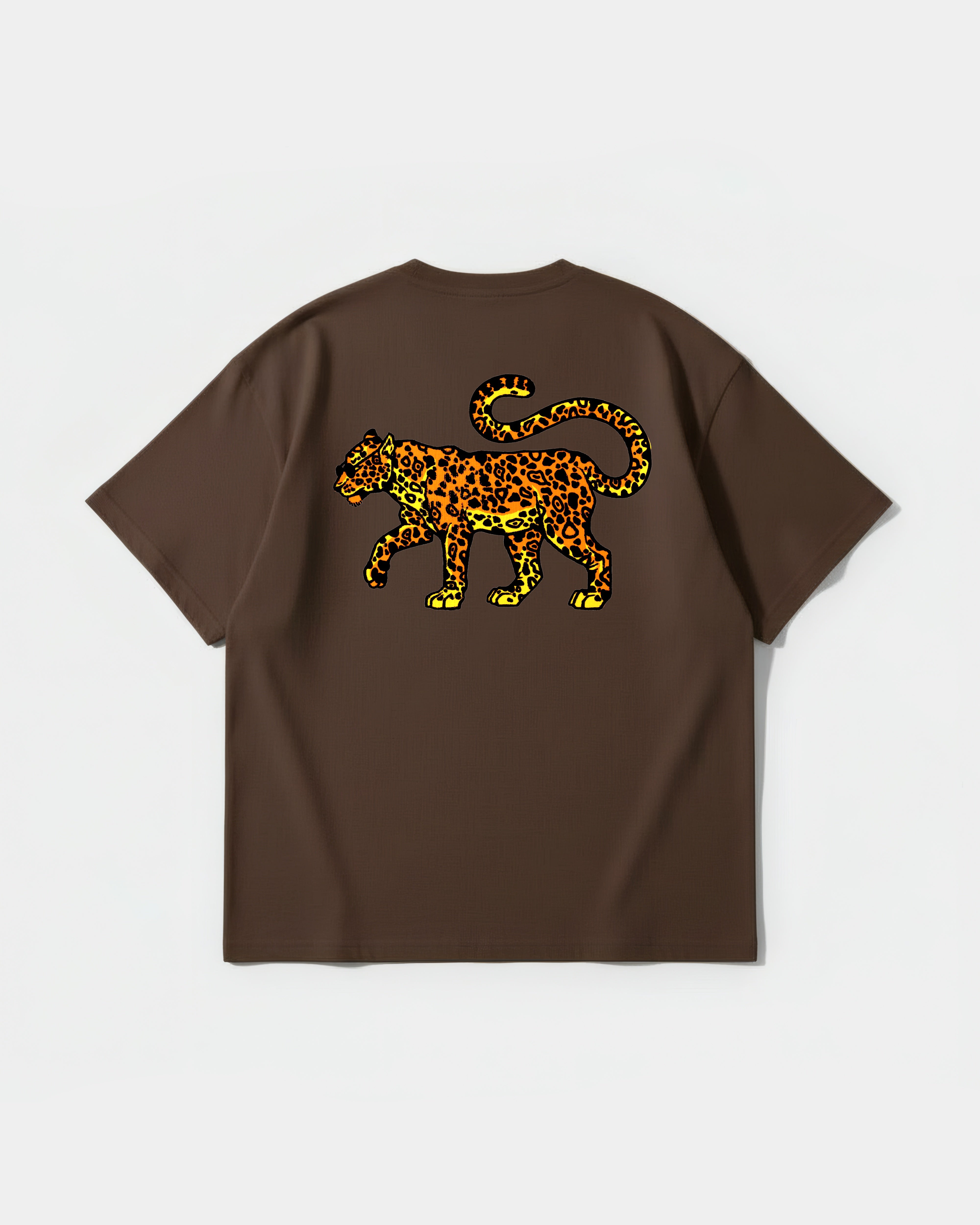 Camiseta Leopardo Big Back Oversize Basic Marron