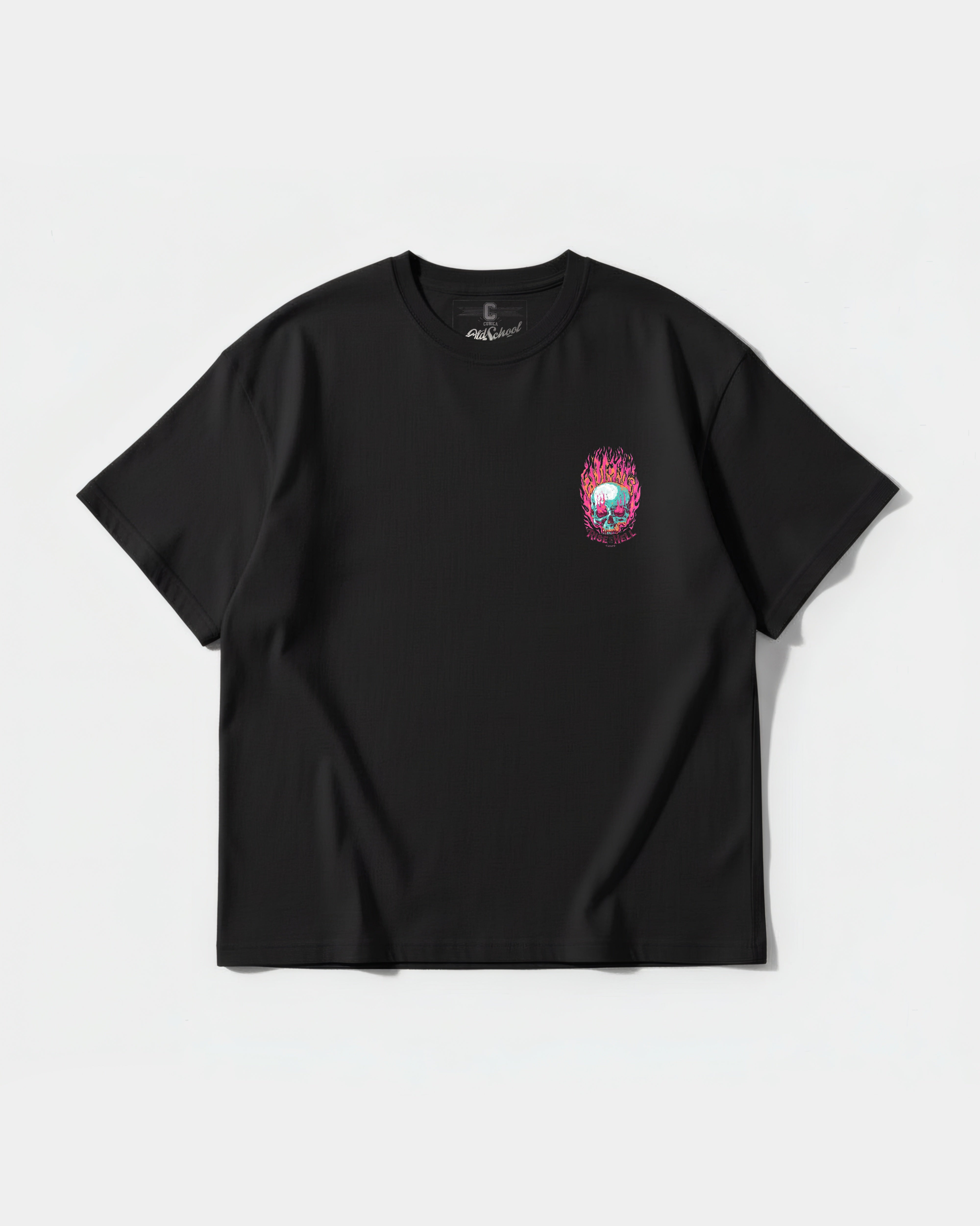 Camiseta Rise In Hell Big Front Oversize Basic Negro