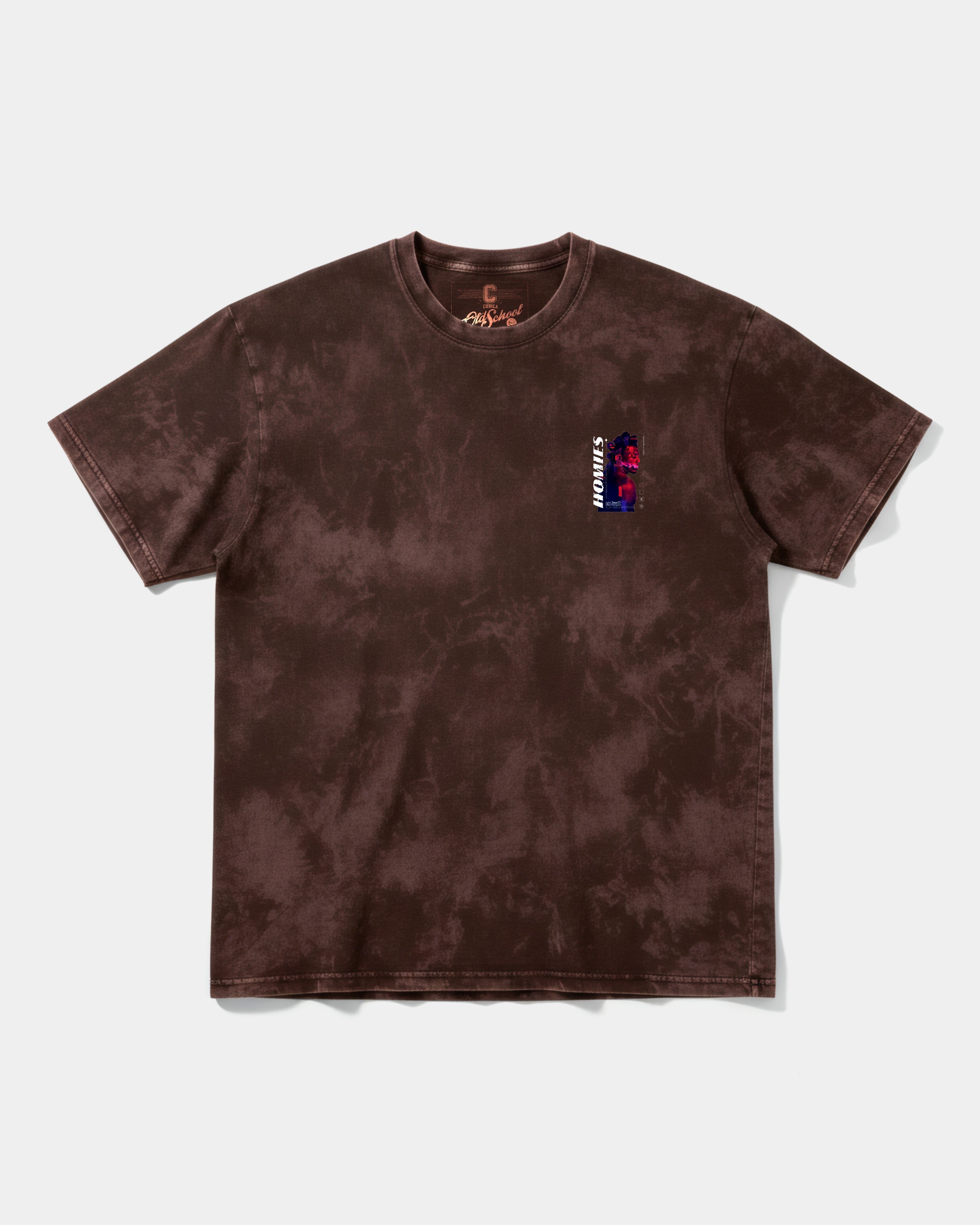 Camiseta Homies White Pocket Front Oversize Acid Marron