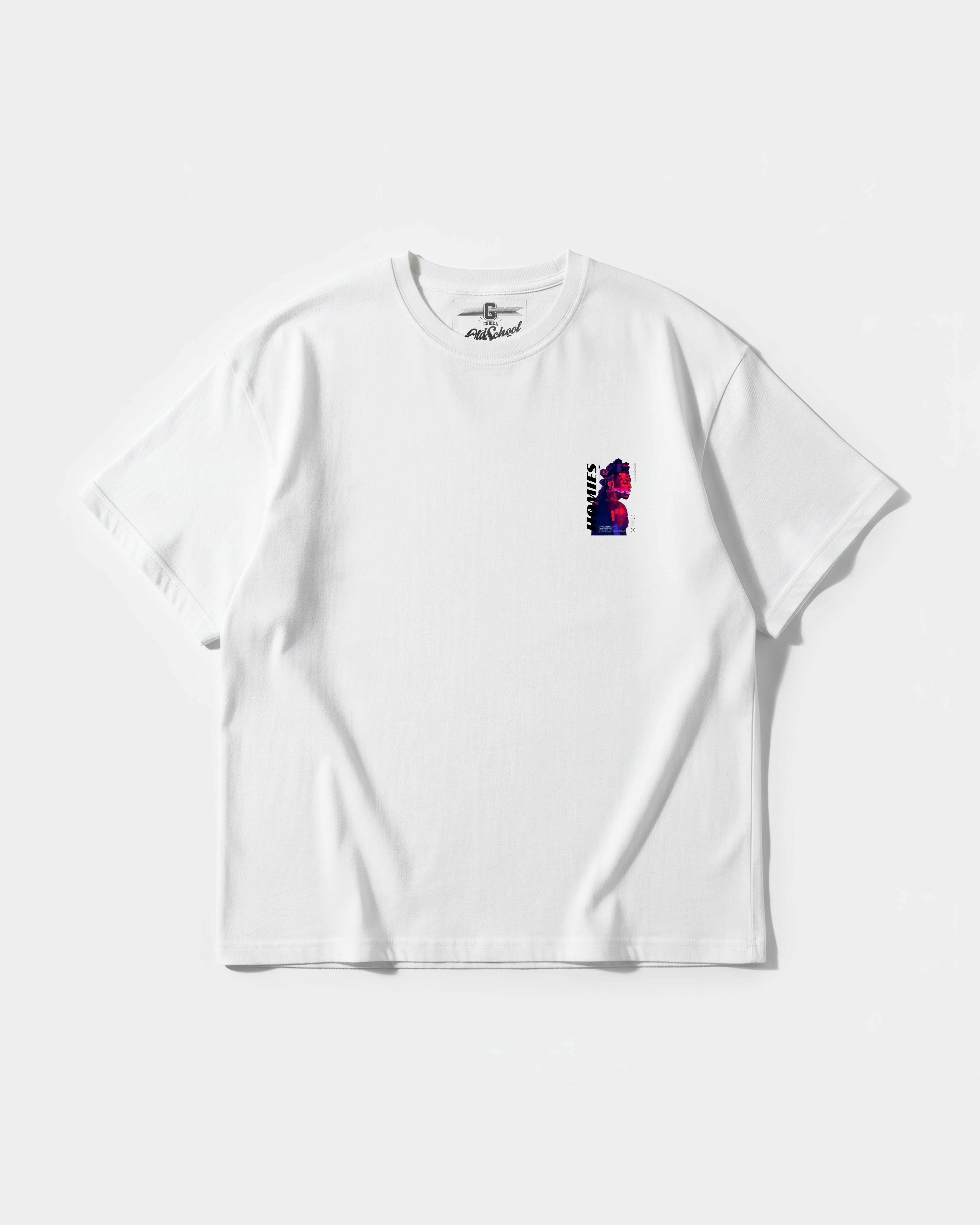 Camiseta Homies White Pocket Front Oversize Basic Blanco