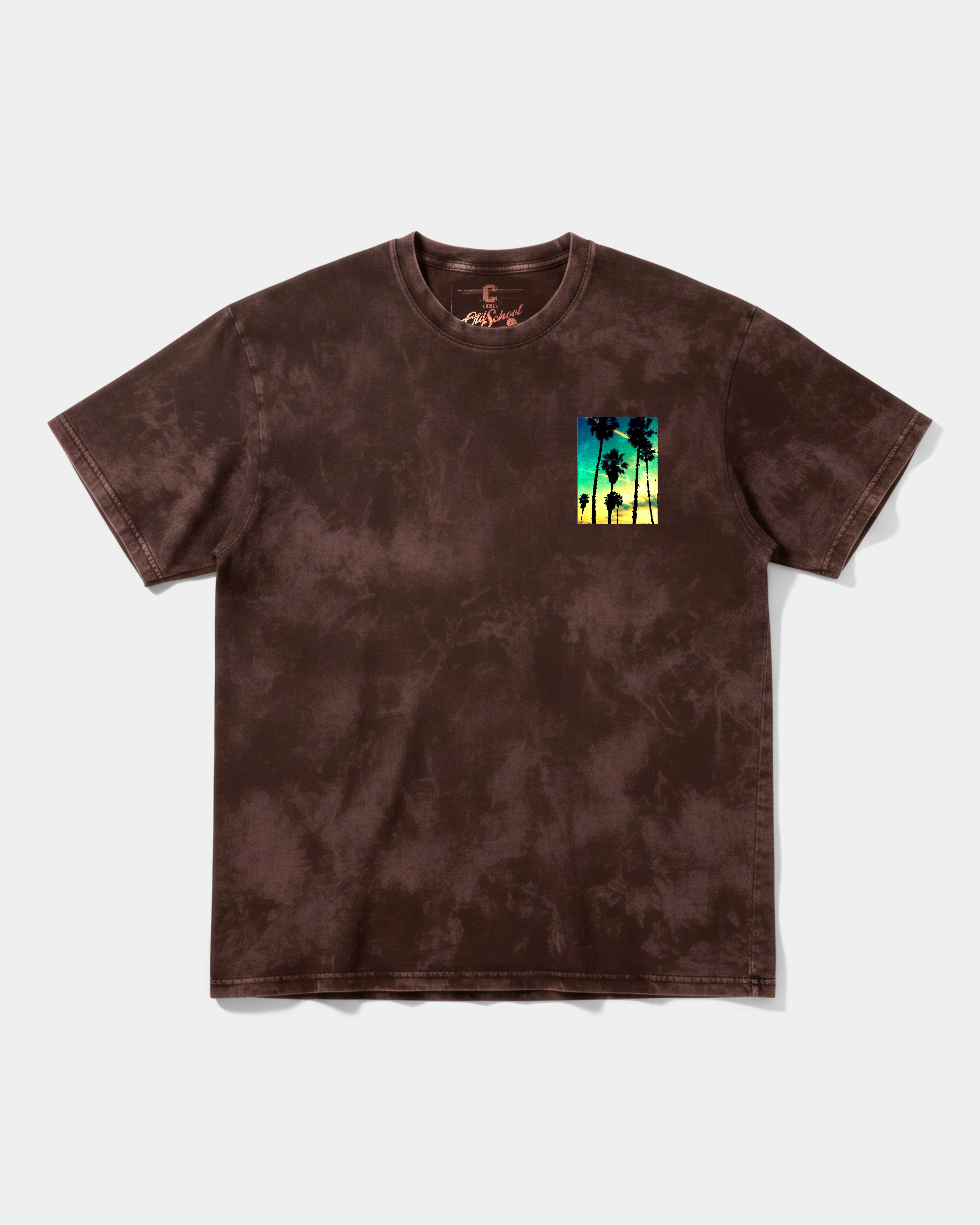 Camiseta Tropical Dusk Pocket Front Oversize Acid Marron