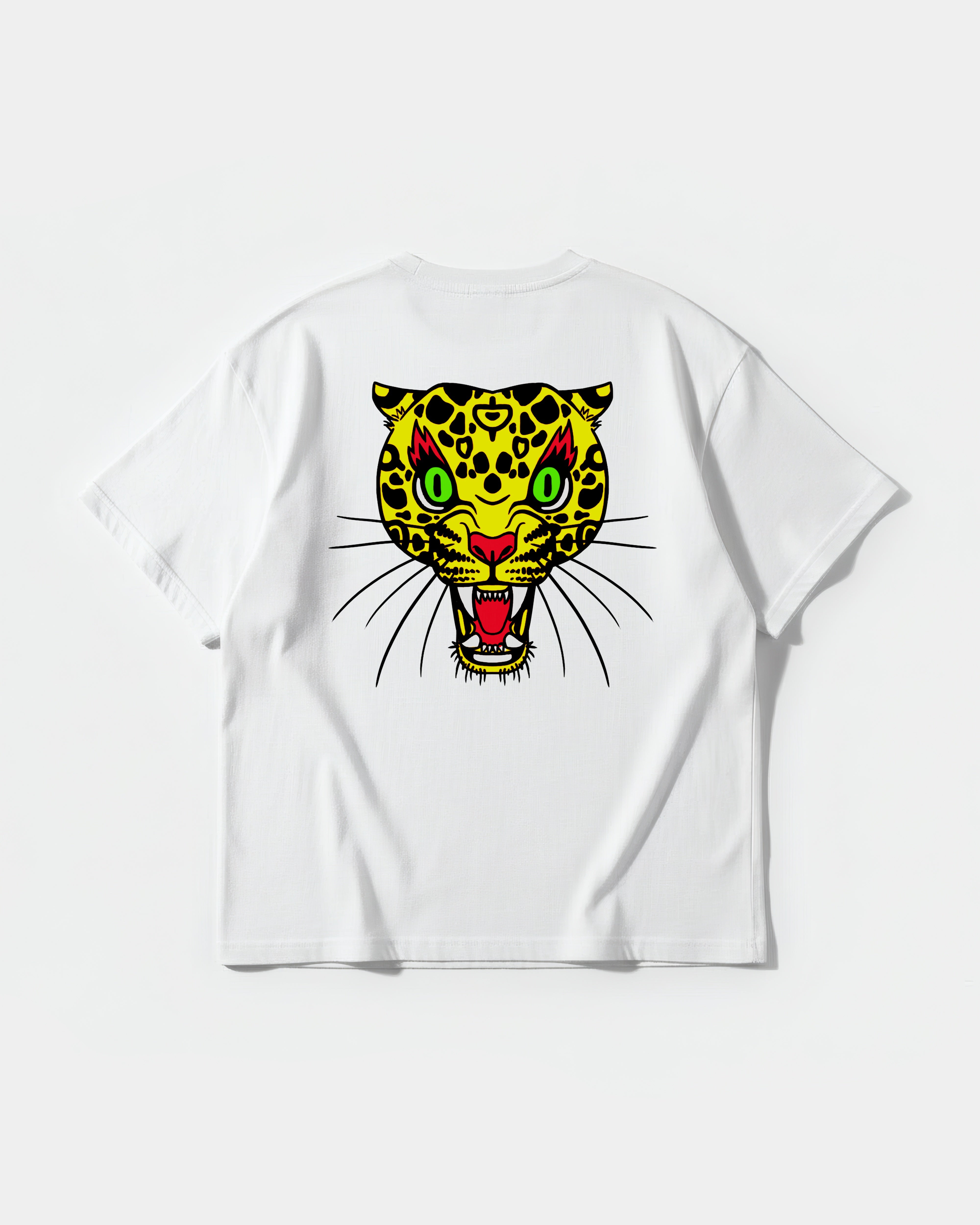 Camiseta Leopard Big Back Oversize Basic Blanco
