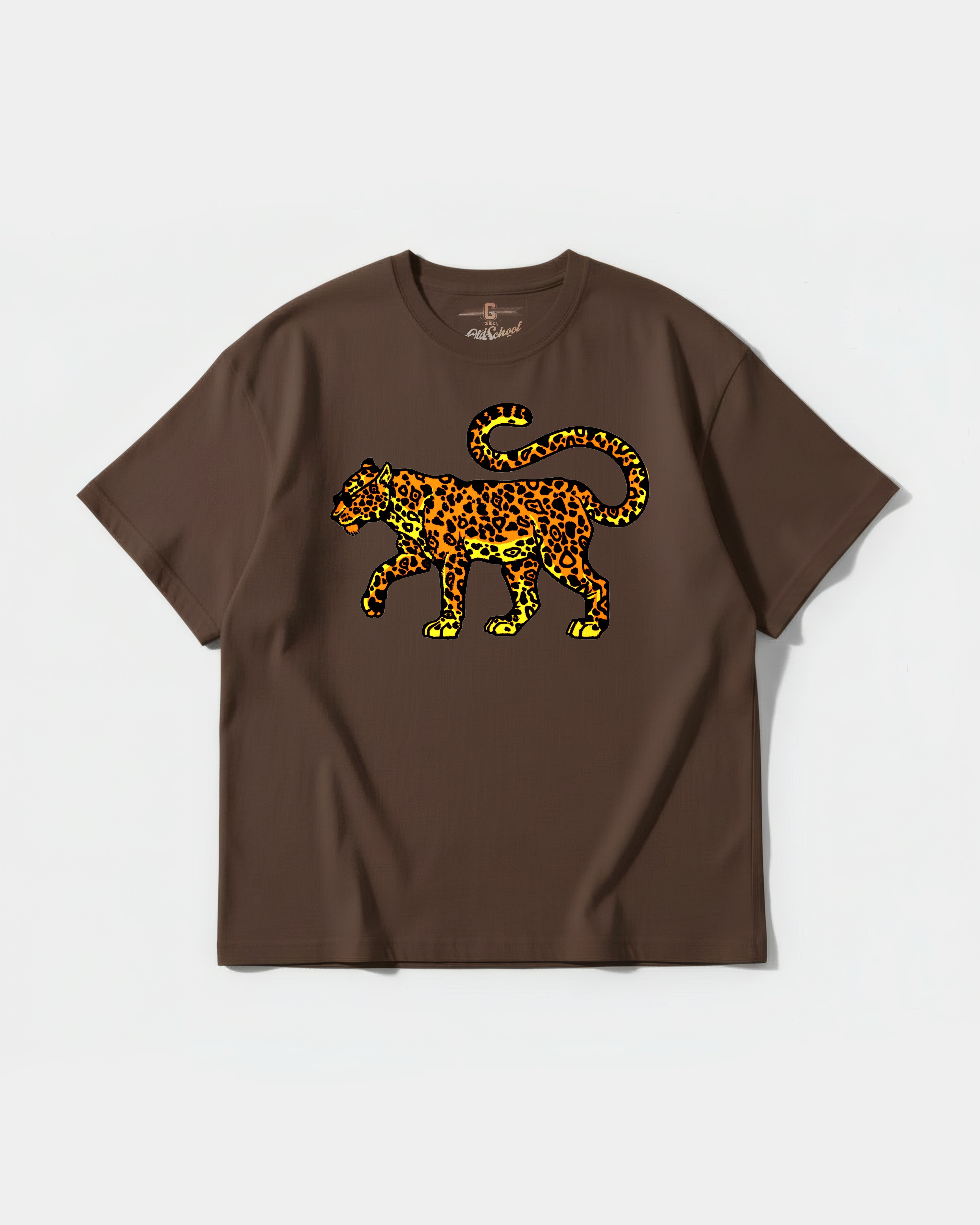 Camiseta Leopardo Big Front Oversize Basic Marron