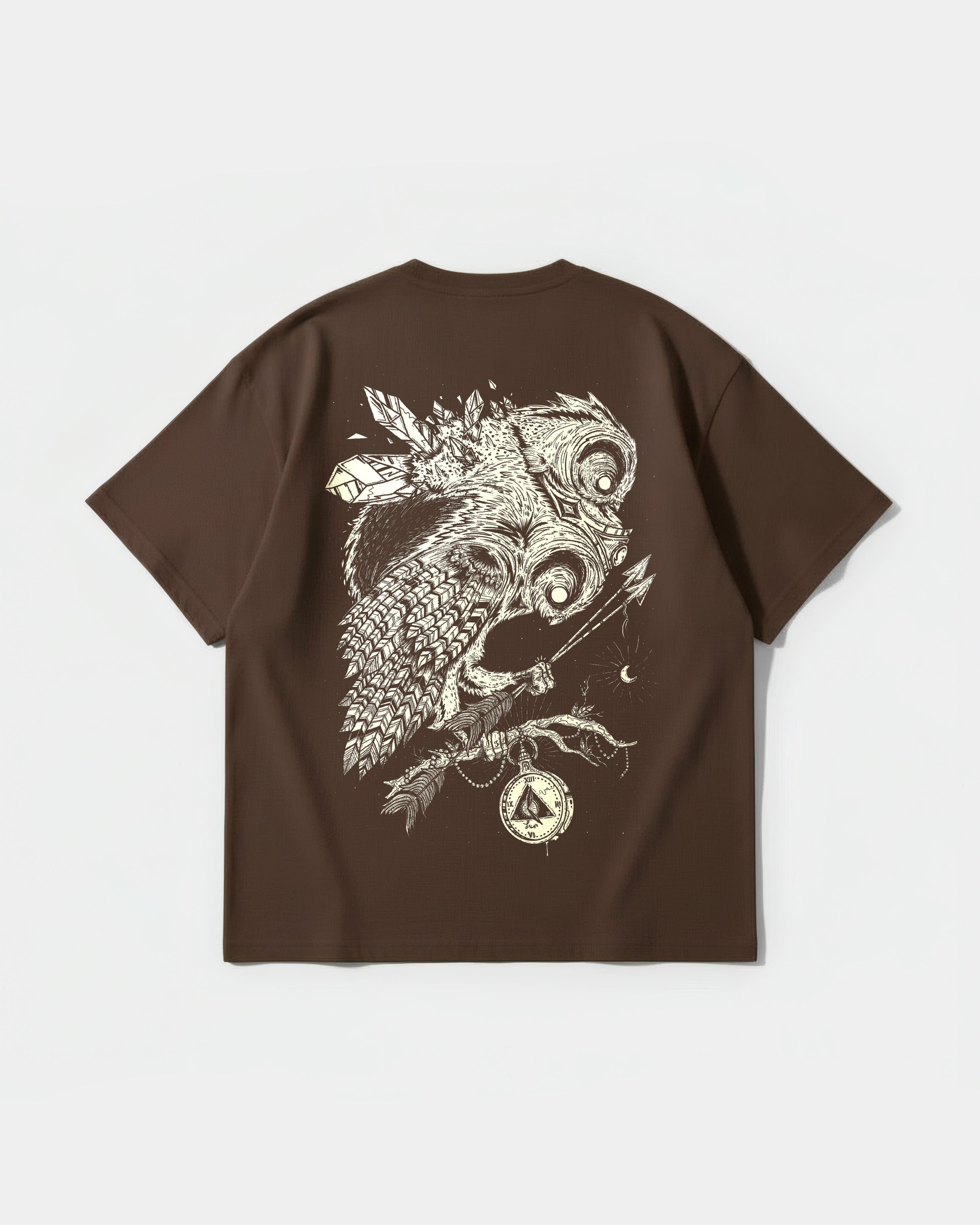 Camiseta Magic Owl Big Back Oversize Basic Marron