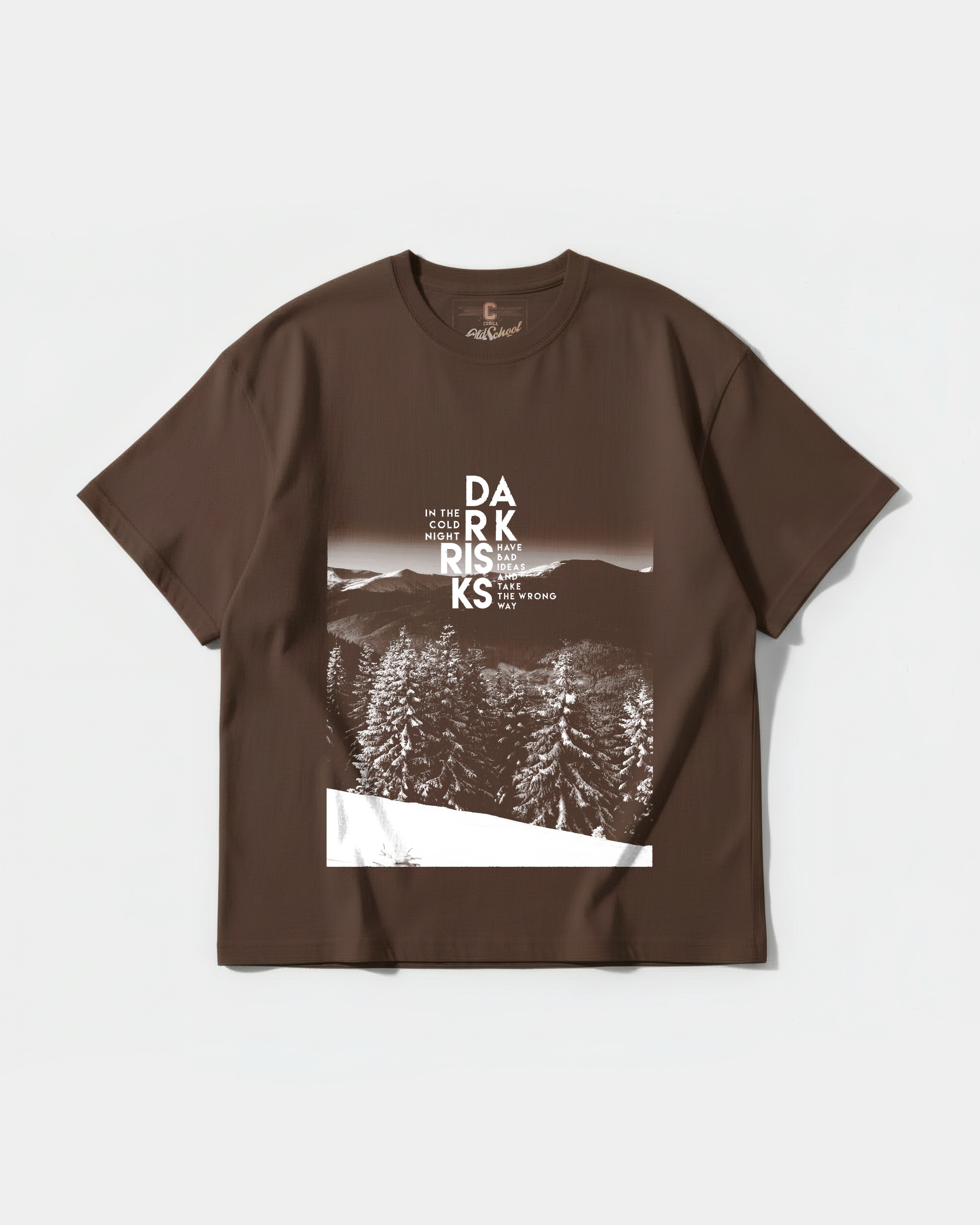 Camiseta Dark Risk White Big Front Oversize Basic Marron