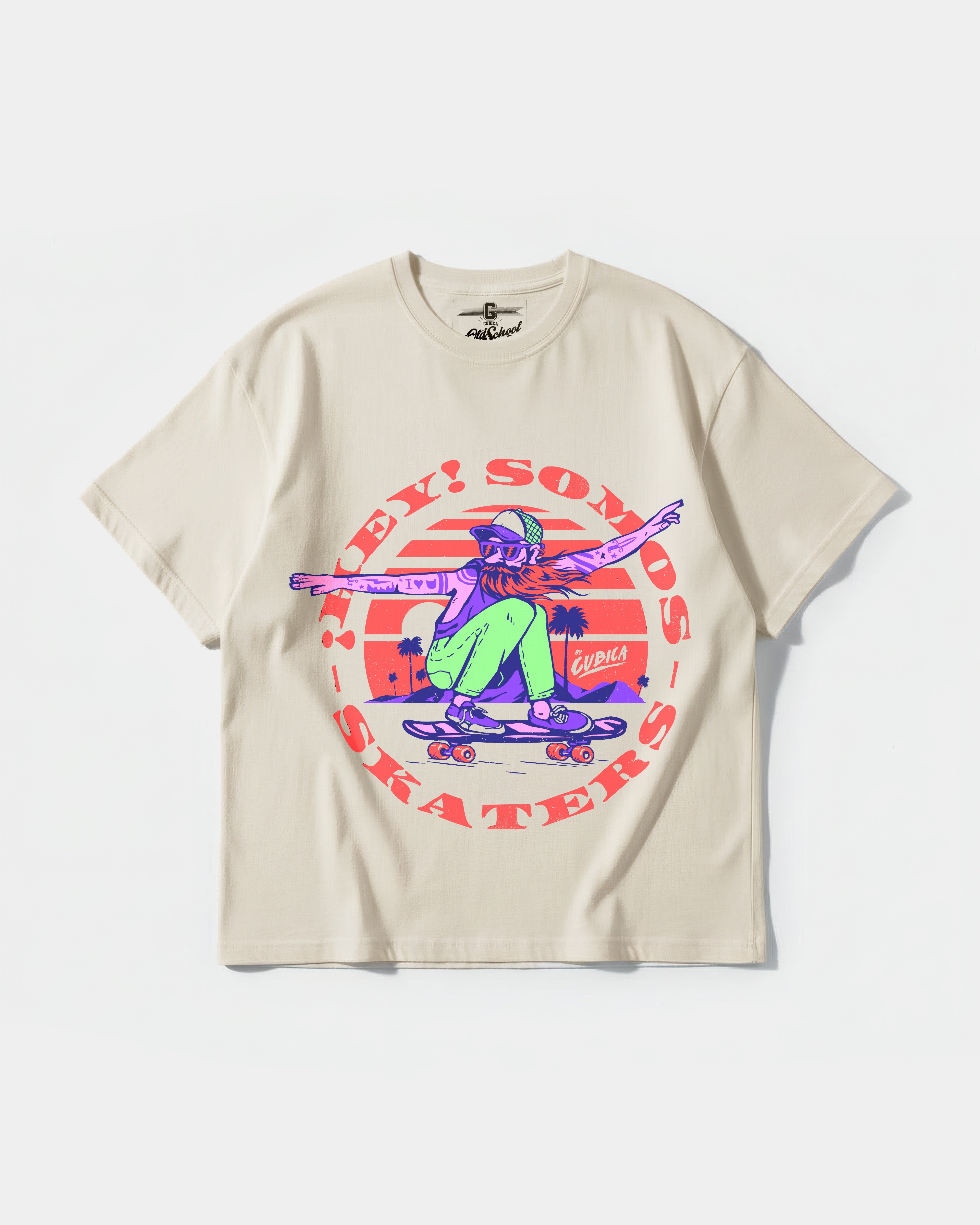 Camiseta Somos Skaters Big Front Oversize Basic Beige