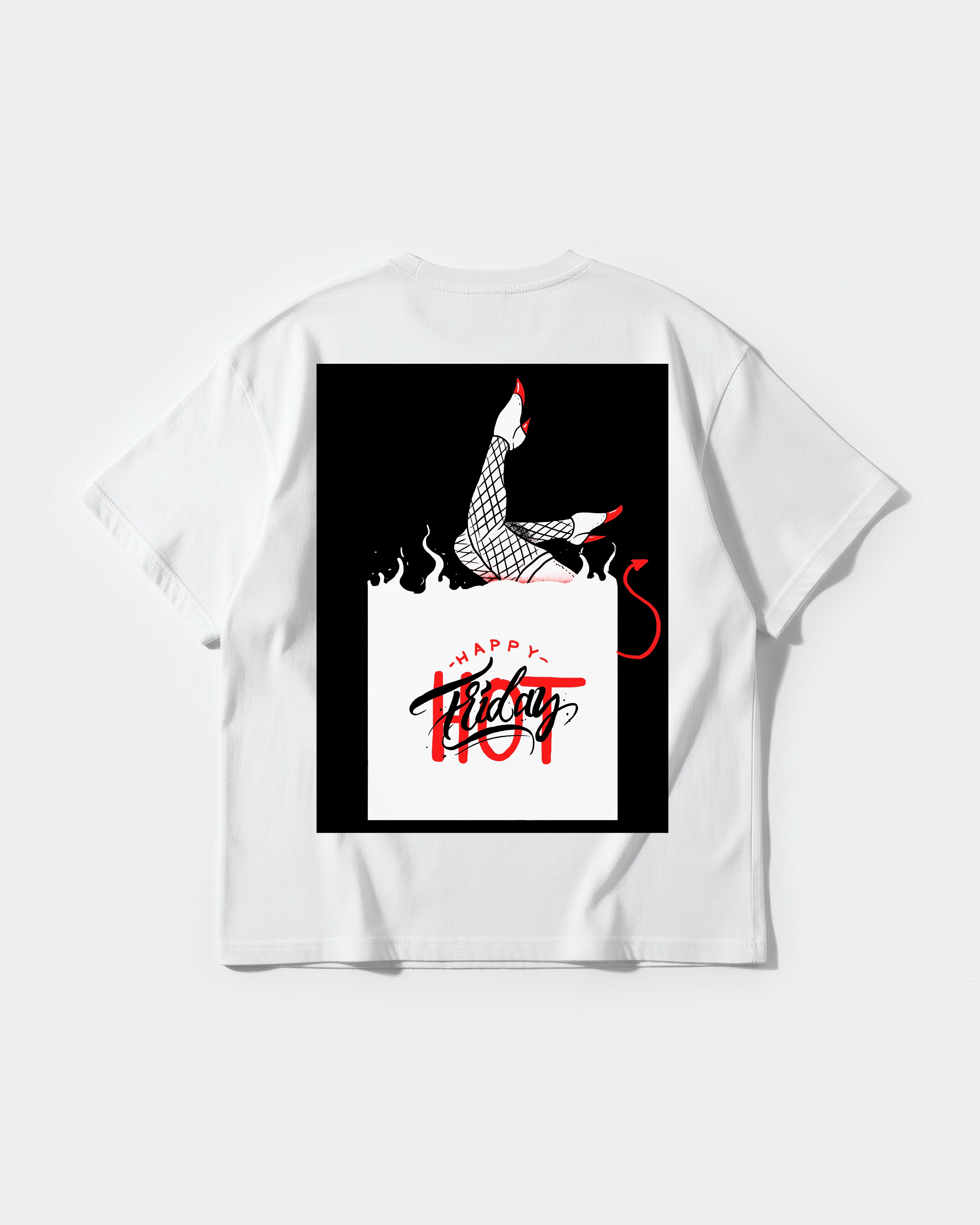 Camiseta Hot Friday White Big Back Oversize Basic Blanco