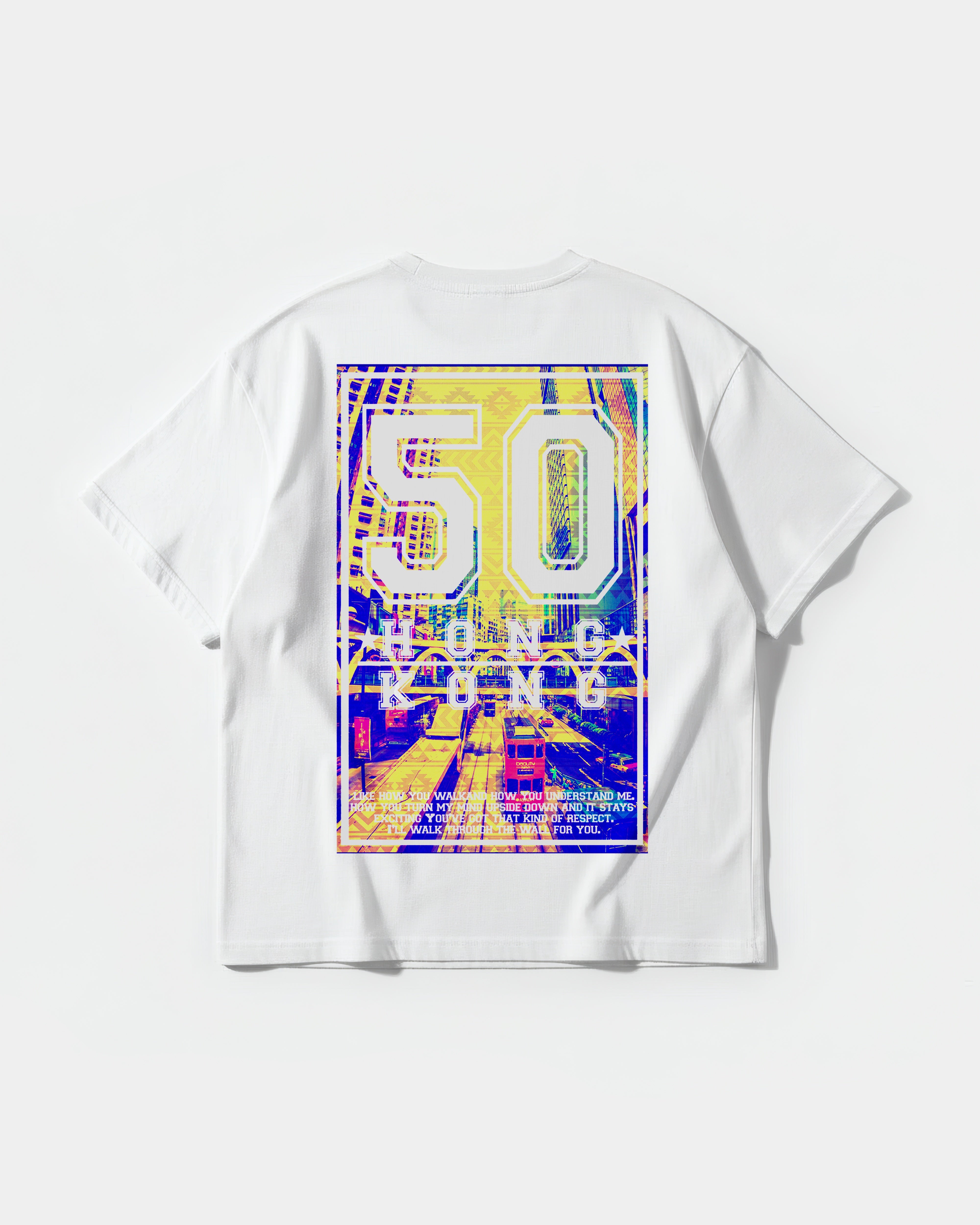 Camiseta Hong Kong Big Back Oversize Basic Blanco