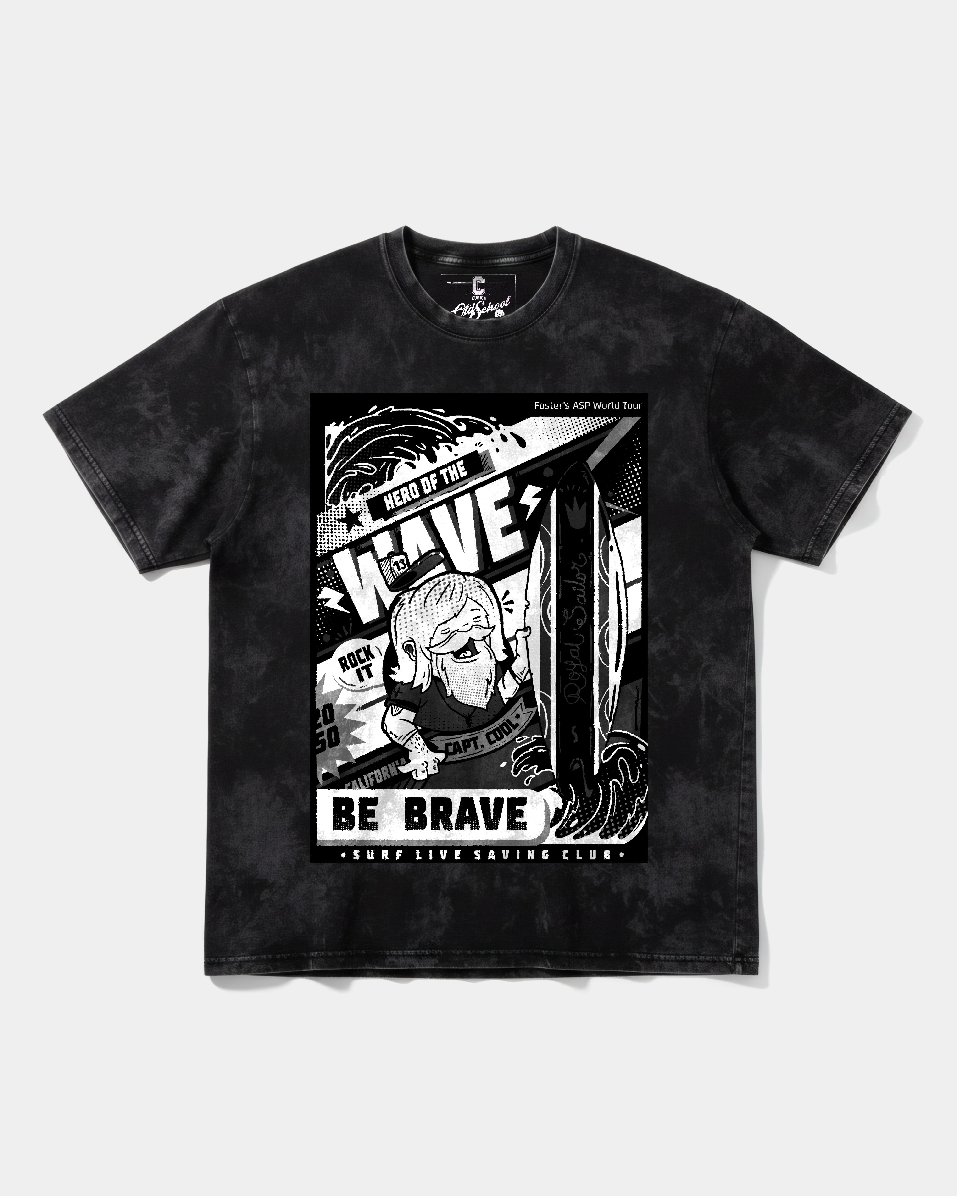 Camiseta Hero Of The Wave Big Front Oversize Acid Negro