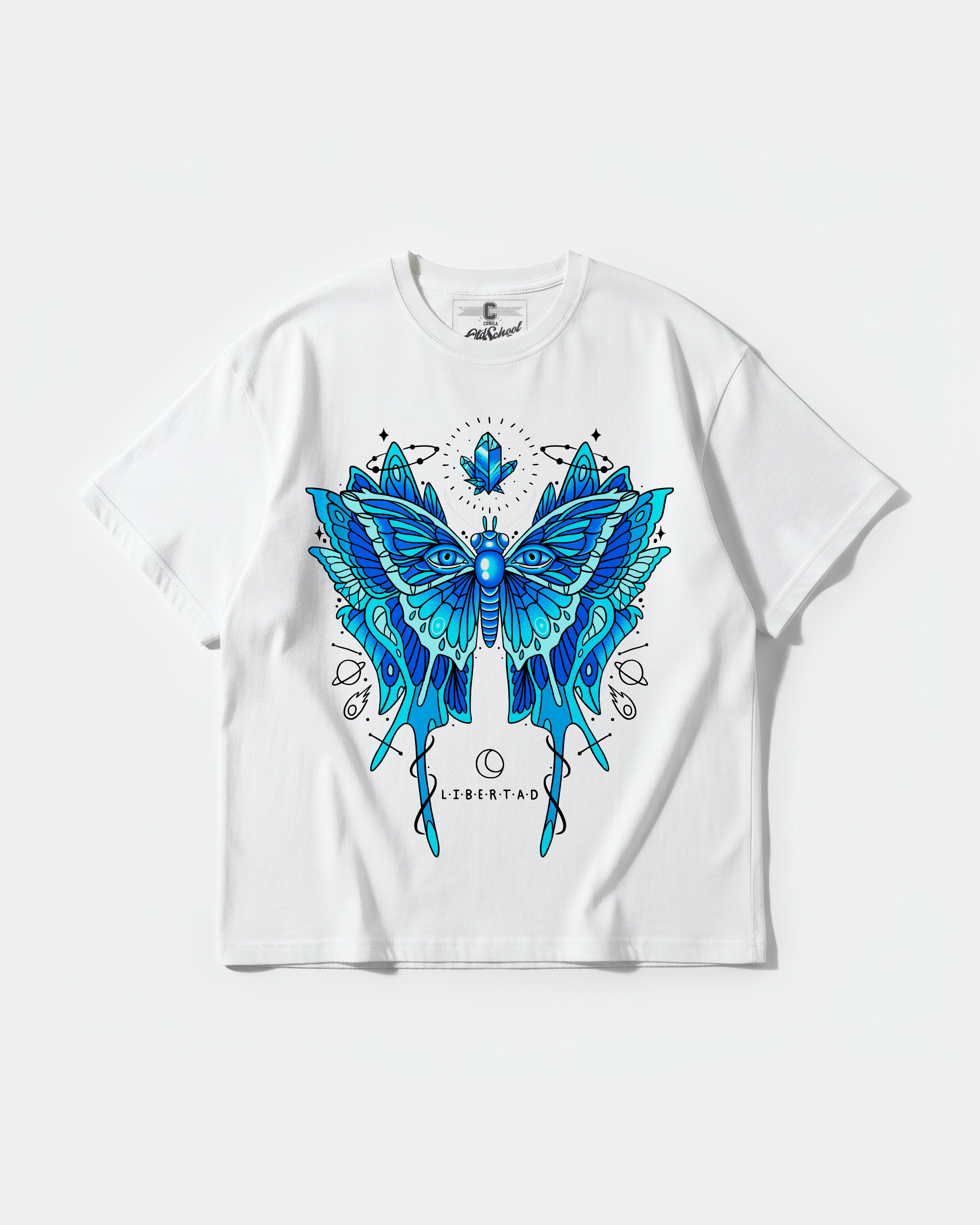 Camiseta Libertad White Big Front Oversize Basic Blanco