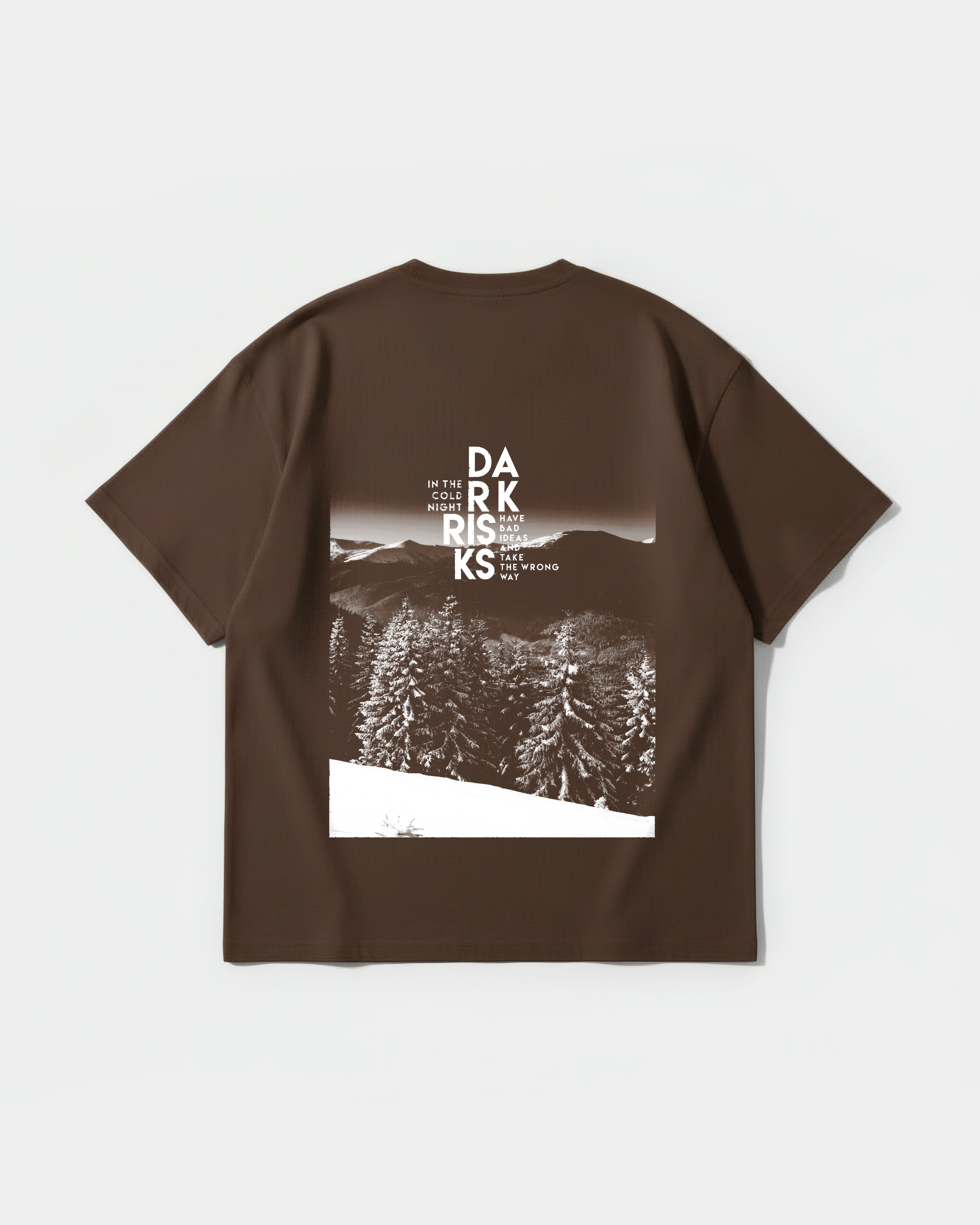 Camiseta Dark Risk White Big Back Oversize Basic Marron
