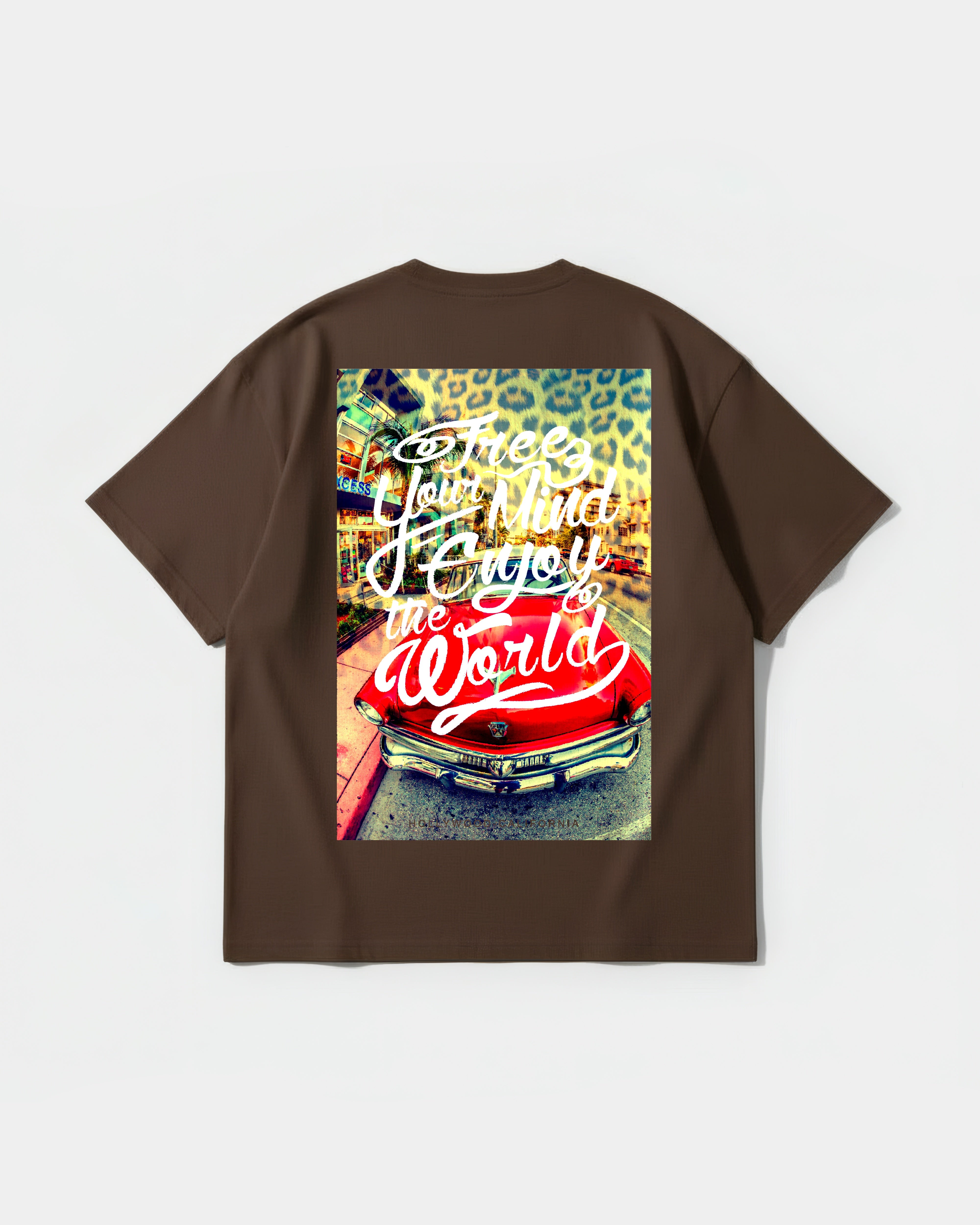 Camiseta Enjoy The World Big Back Oversize Basic Marron