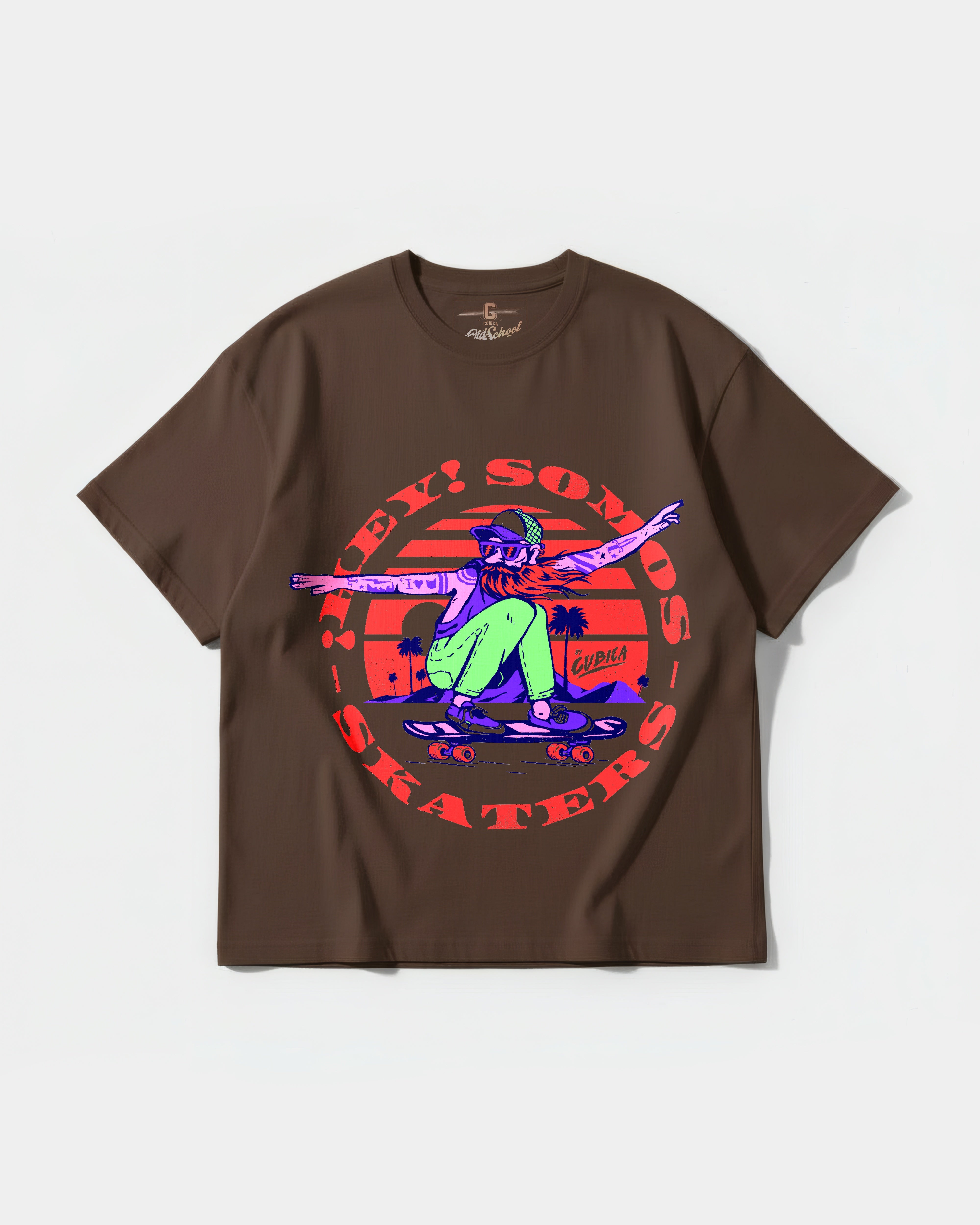 Camiseta Somos Skaters Big Front Oversize Basic Marron