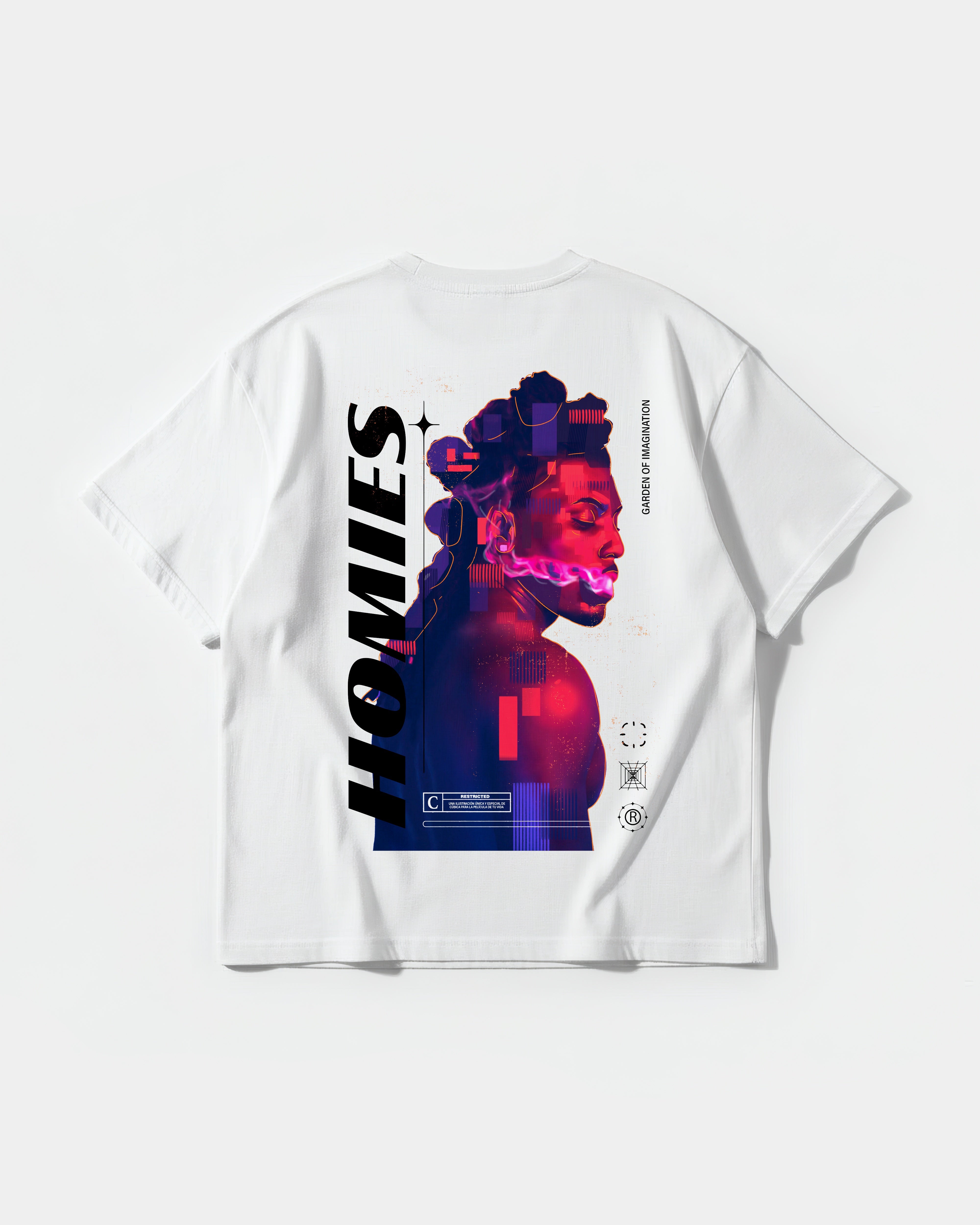 Camiseta Homies White Big Back Oversize Basic Blanco