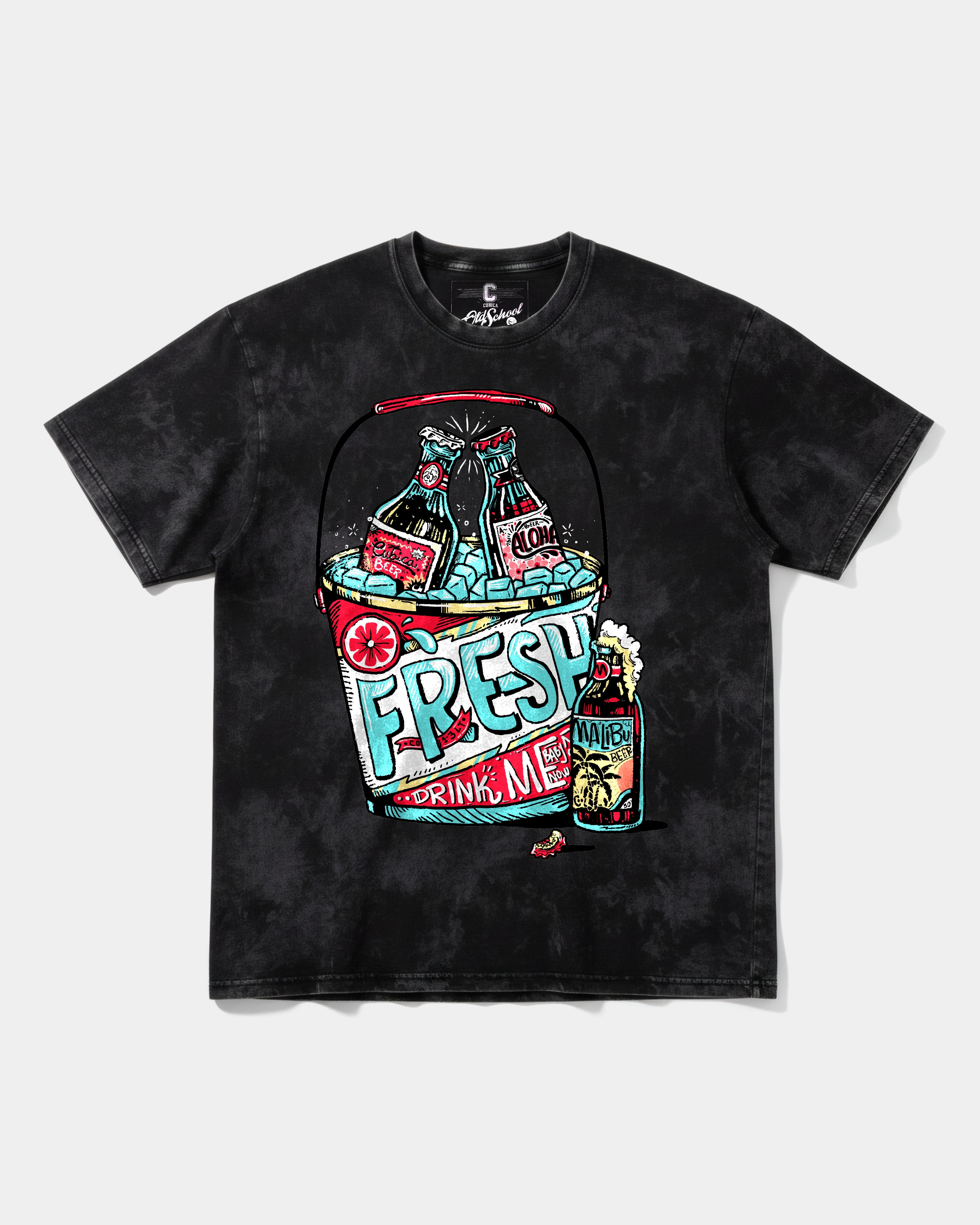 Camiseta Fresh Drink Big Front Oversize Acid Negro