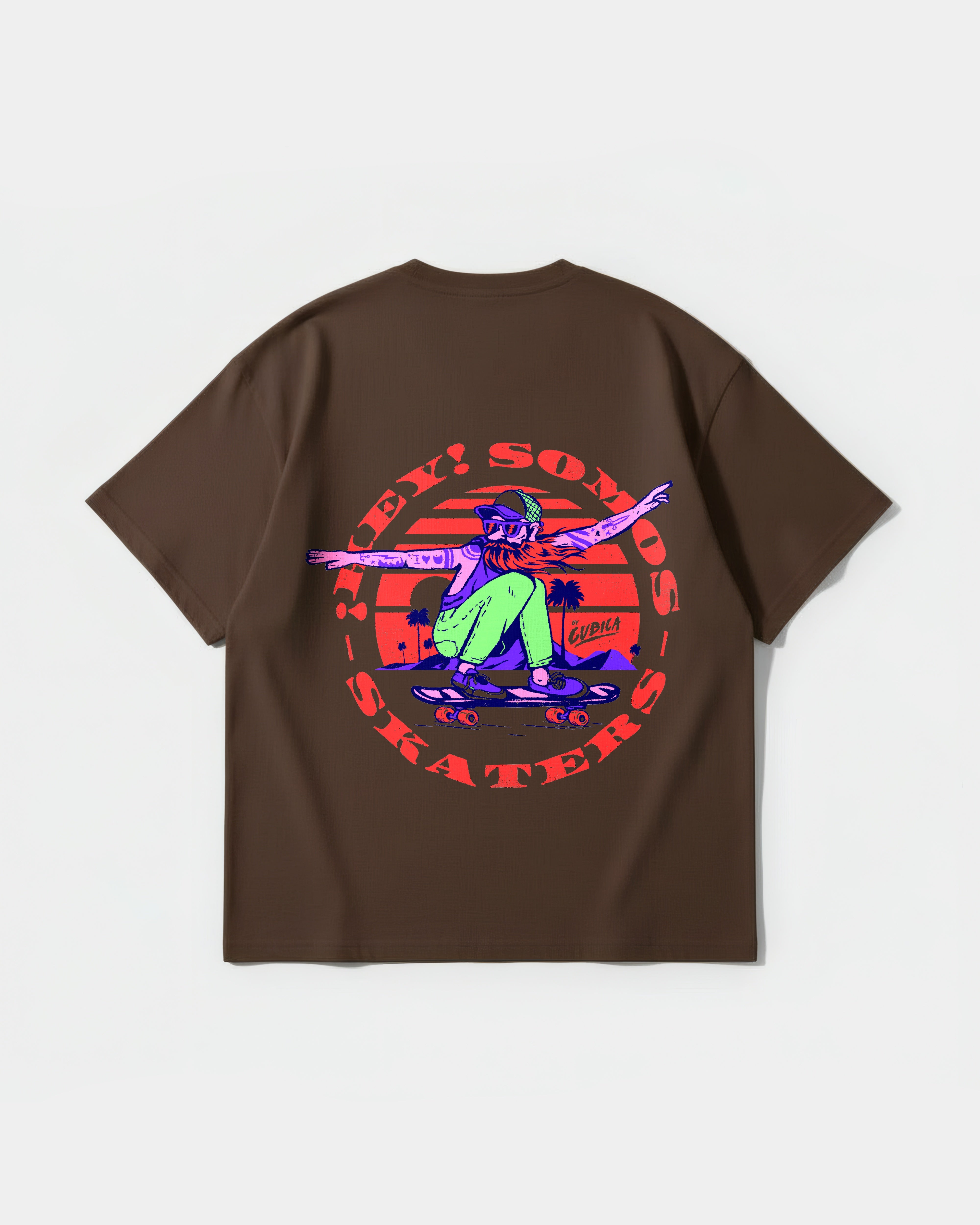 Camiseta Somos Skater Pocket Front Oversize Basic Marron