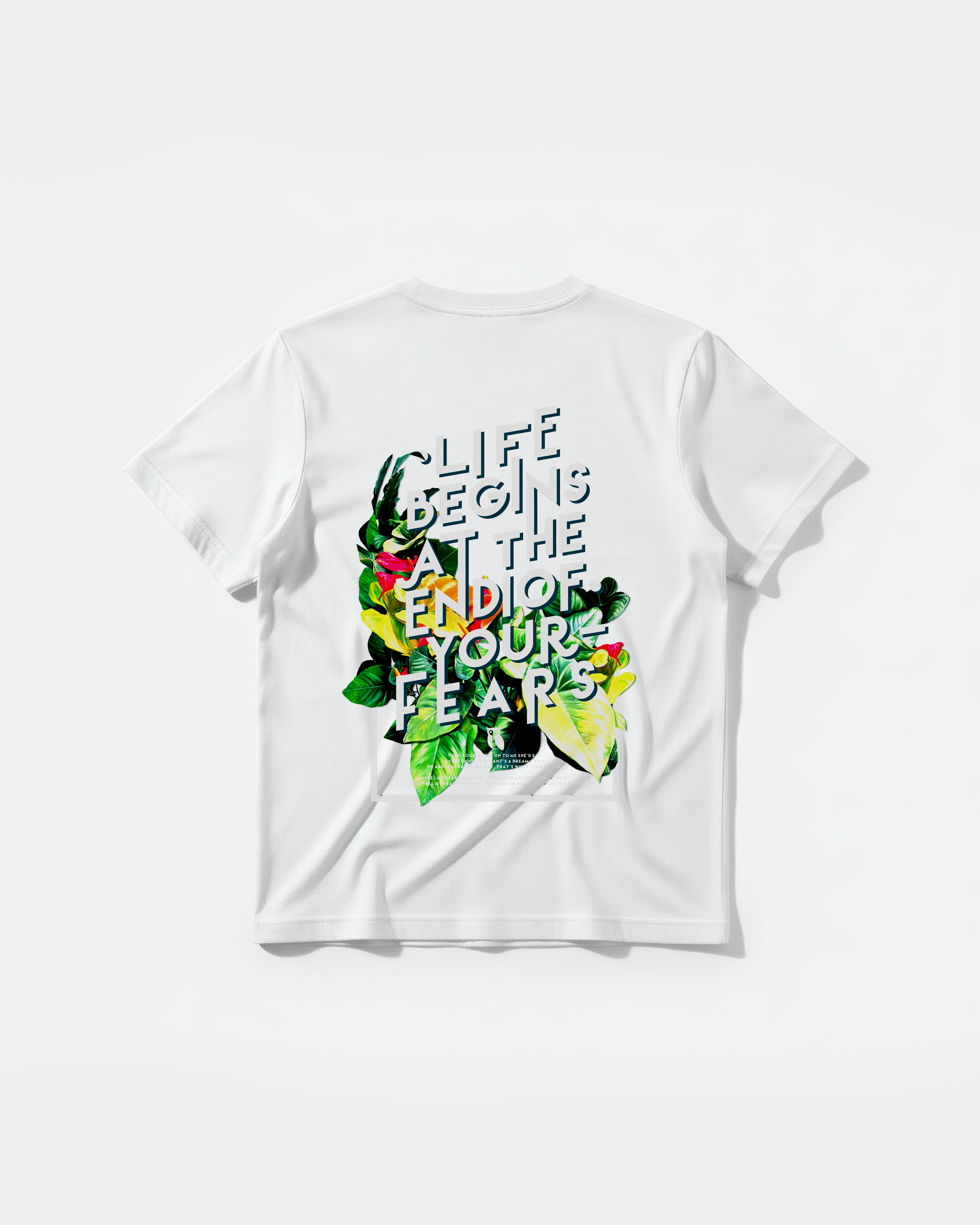 Camiseta Life Begins Big Back Regular Basic Blanco