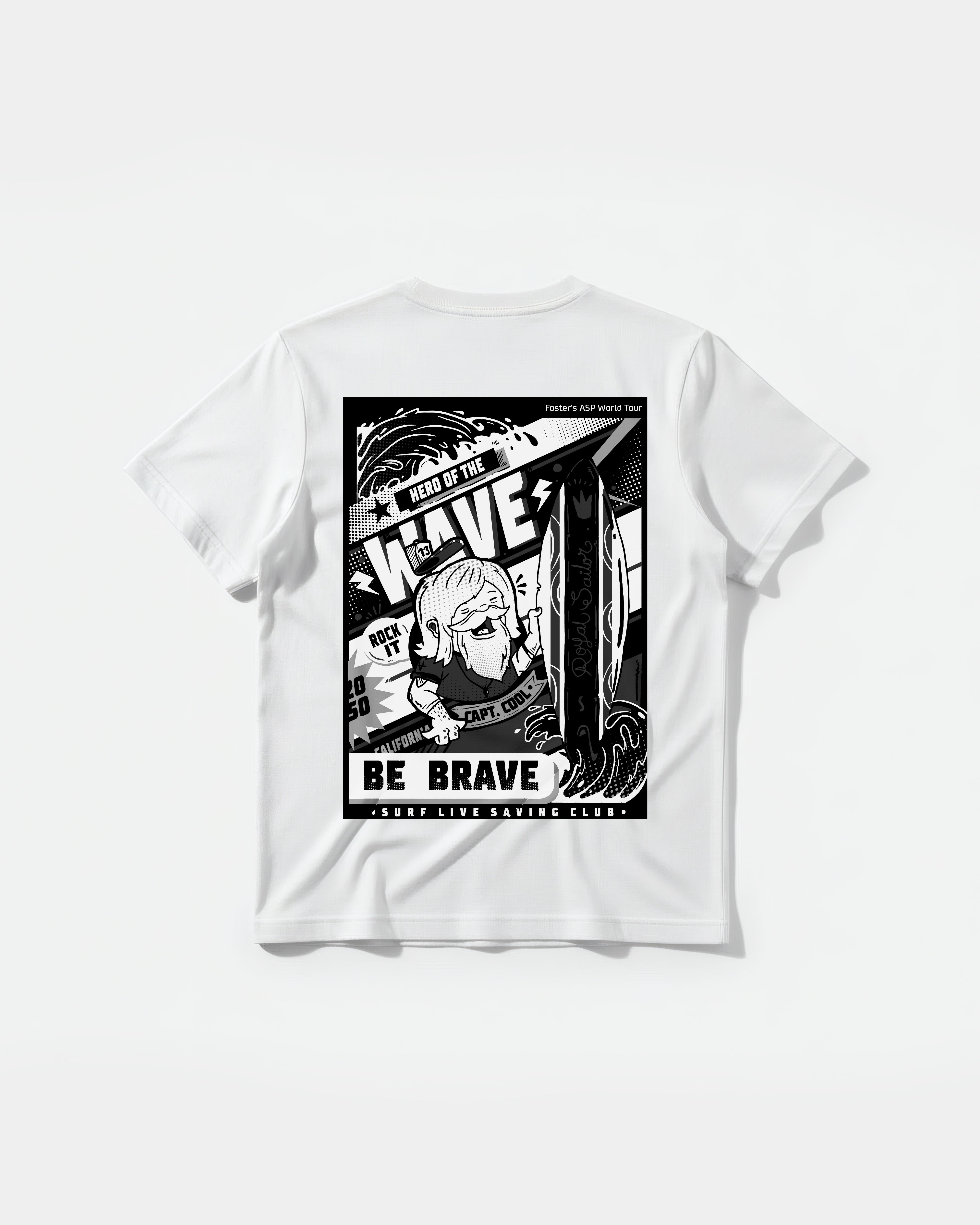 Camiseta Hero Of The Wave Big Back Regular Basic Blanco