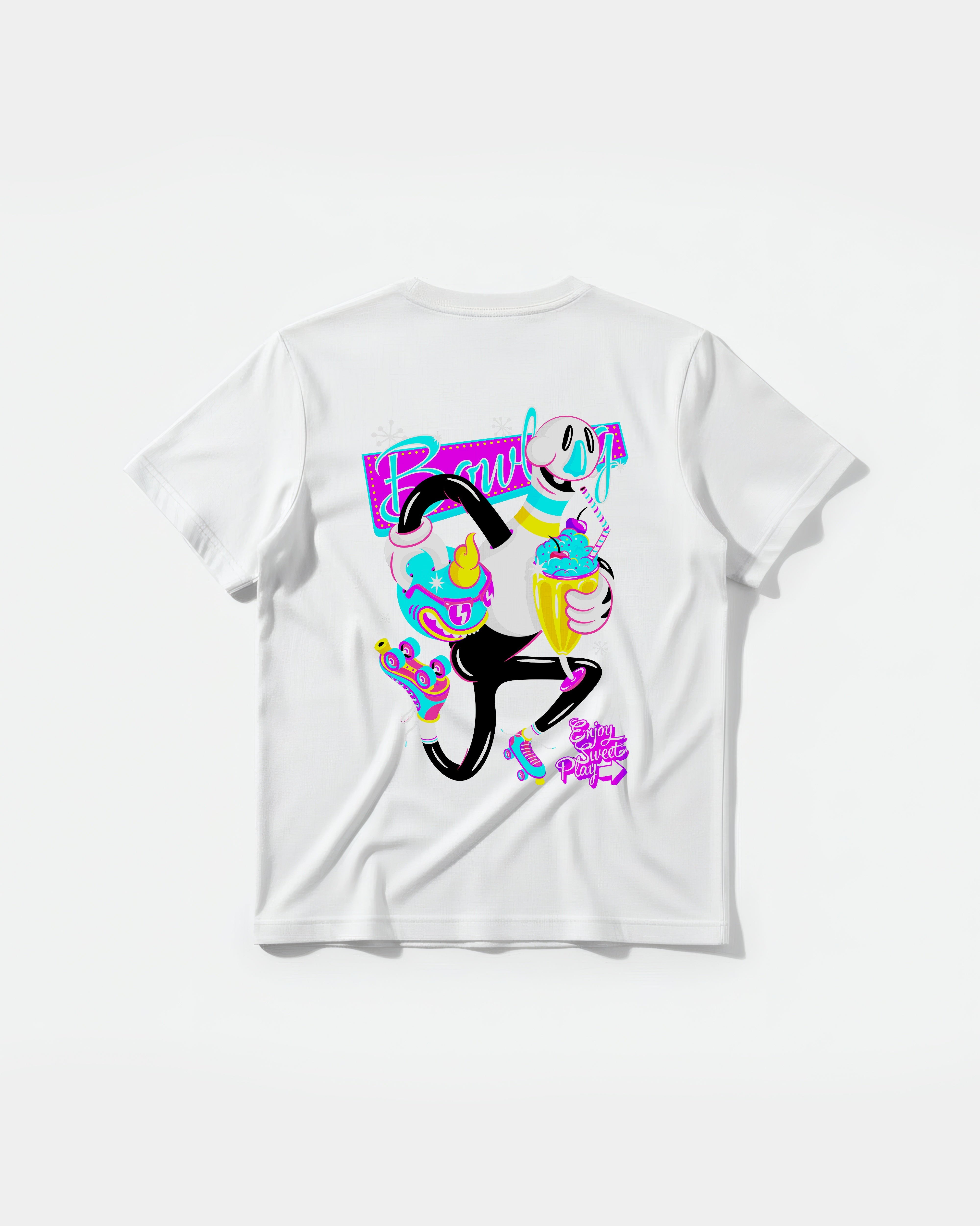 Camiseta Enjoy Sweet Play Big Back Regular Basic Blanco