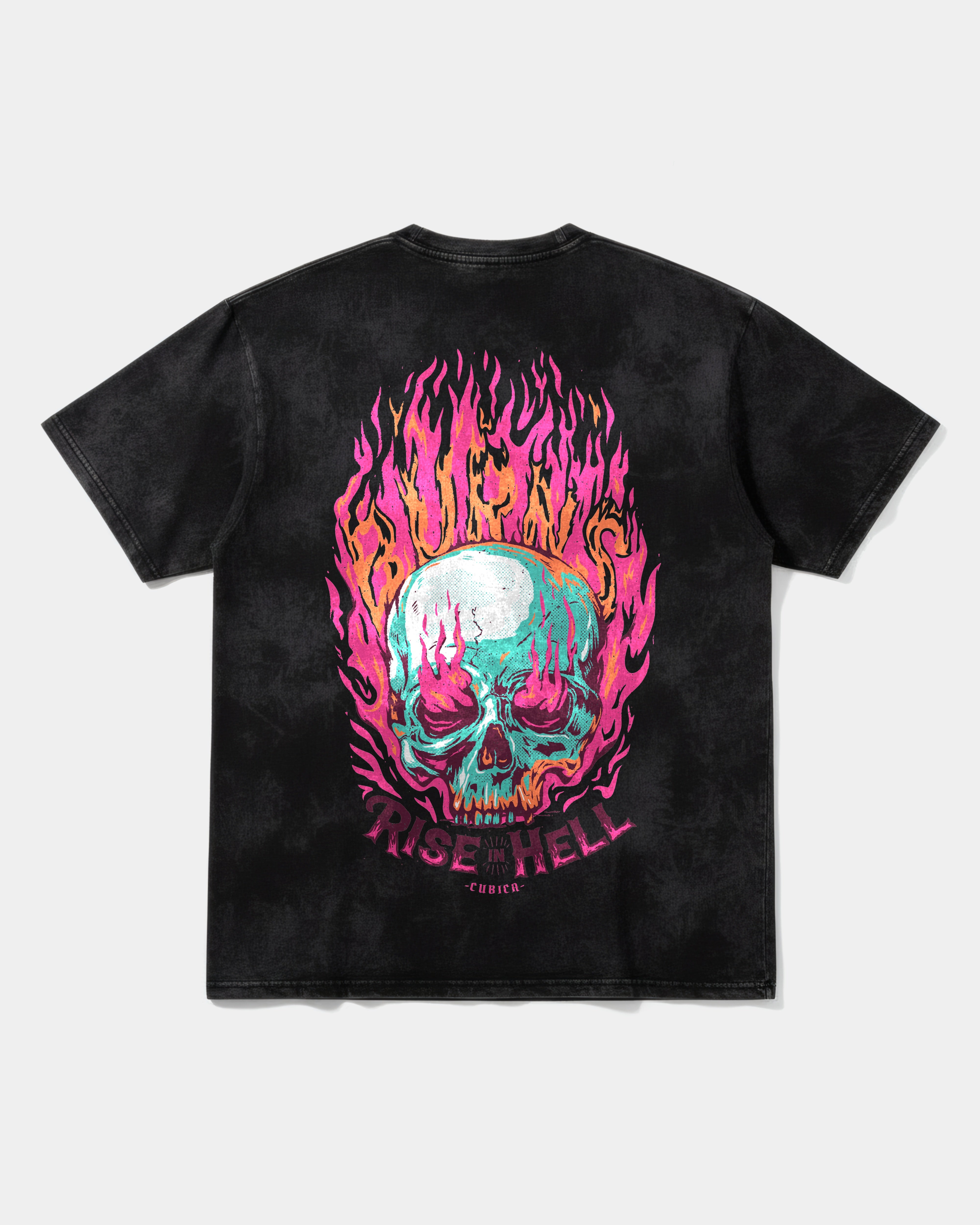 Camiseta Rise In Hell Pocket Front Oversize Acid Negro
