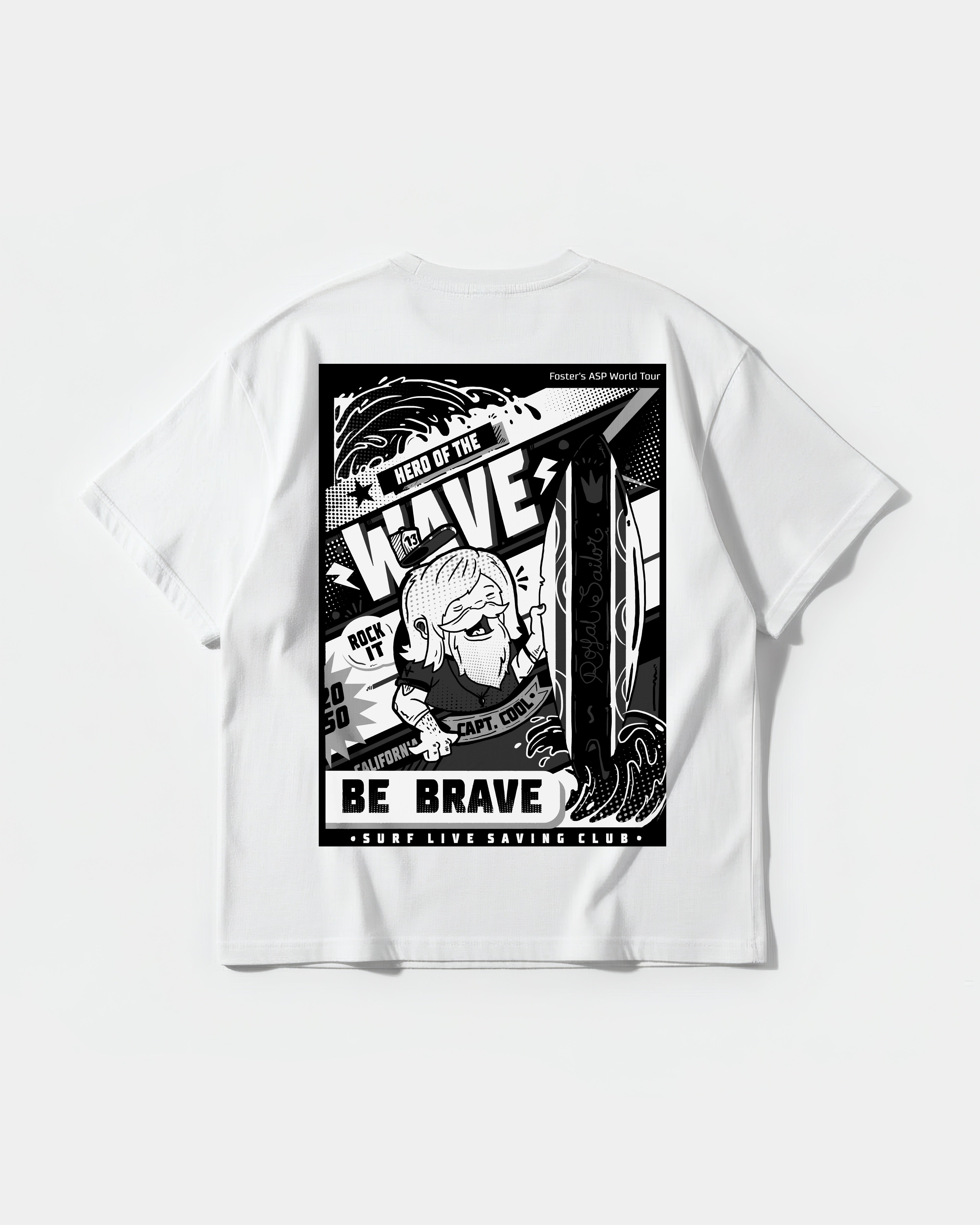 Camiseta Hero Of The Wave Big Back Oversize Basic Blanco