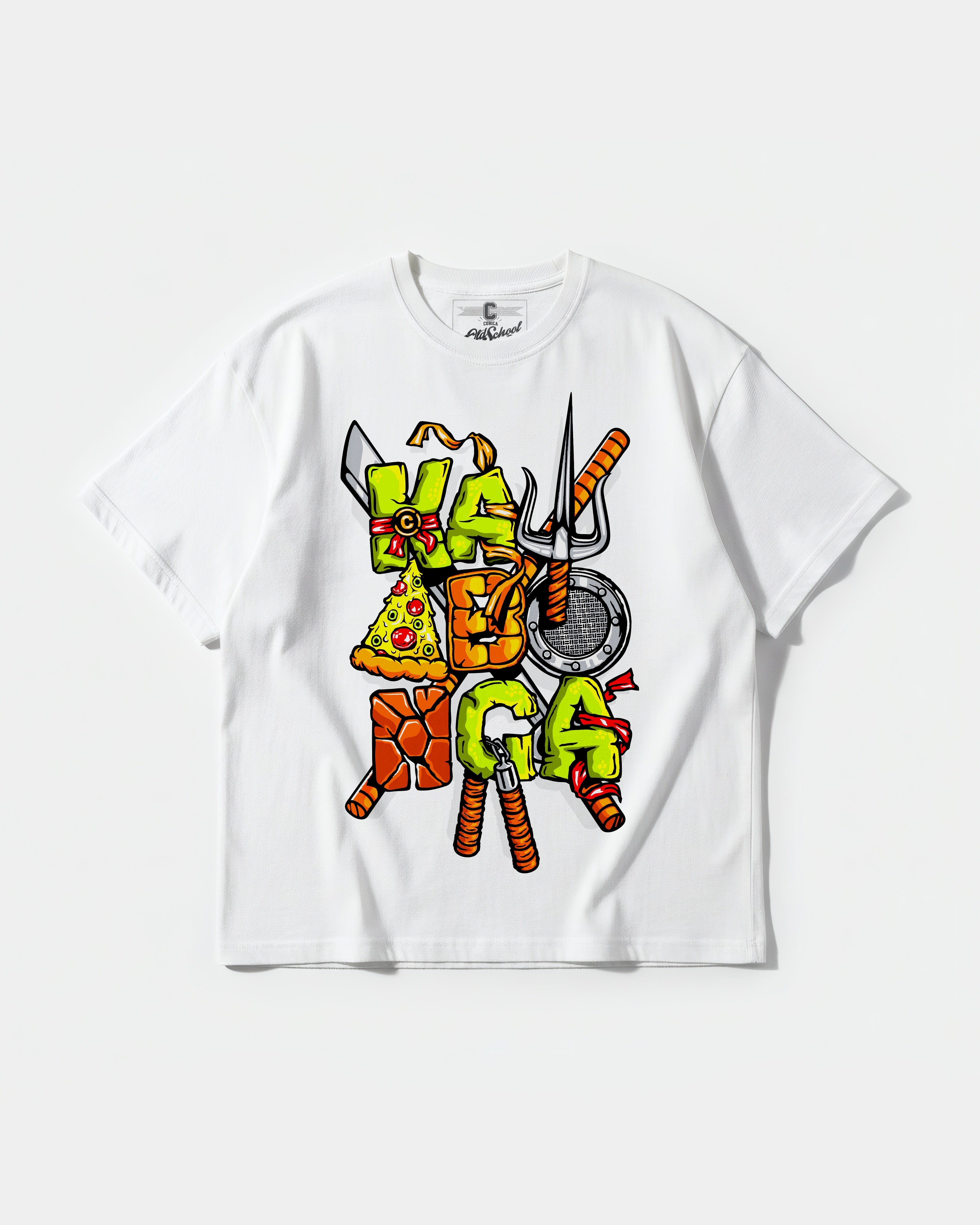 Camiseta Kawabonga Big Front Oversize Basic Blanco